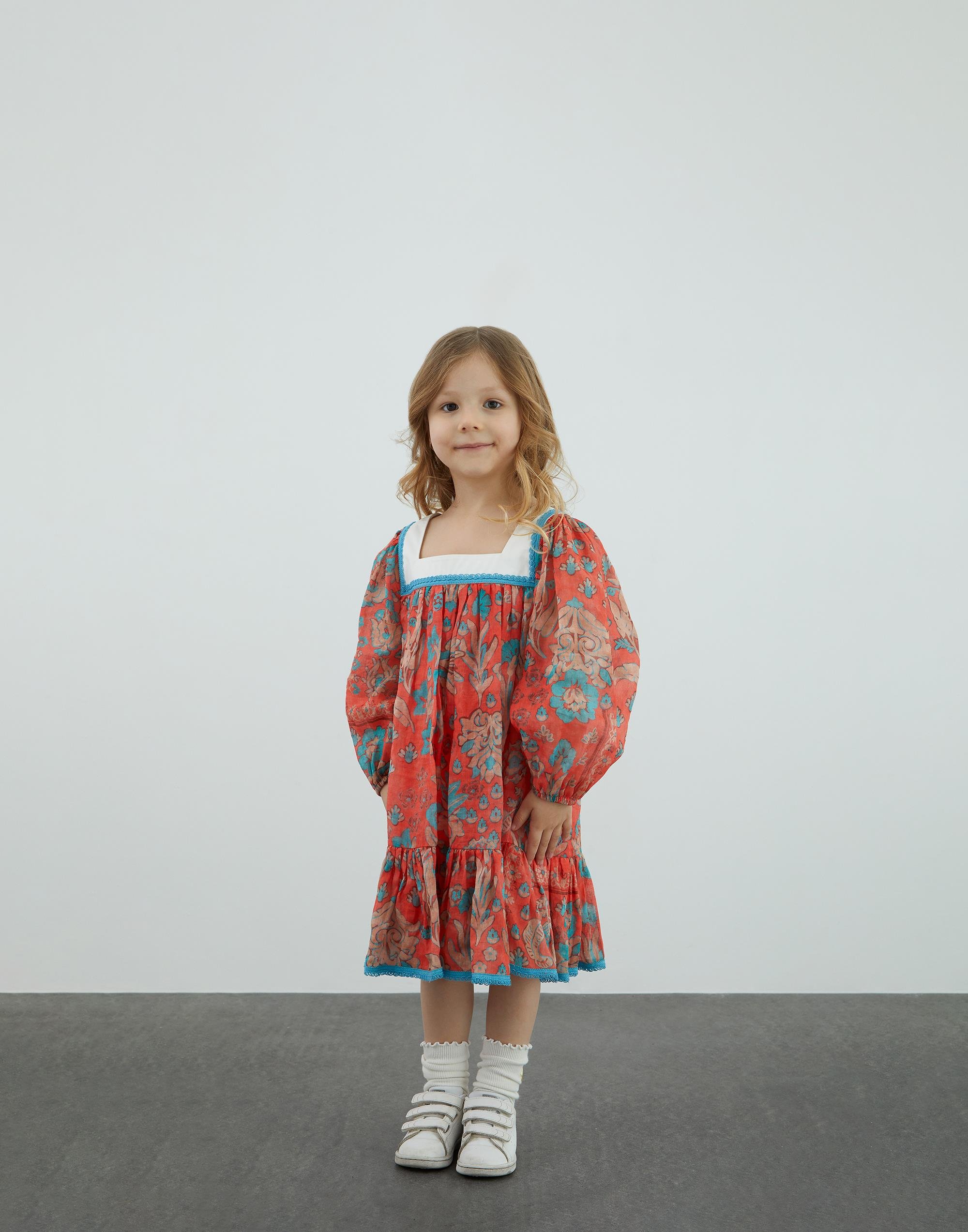 Şerit Detaylı Desenli Kırmızı Elbise - junior, designer dresses, bachelorette, party dresses and graduation dresses.