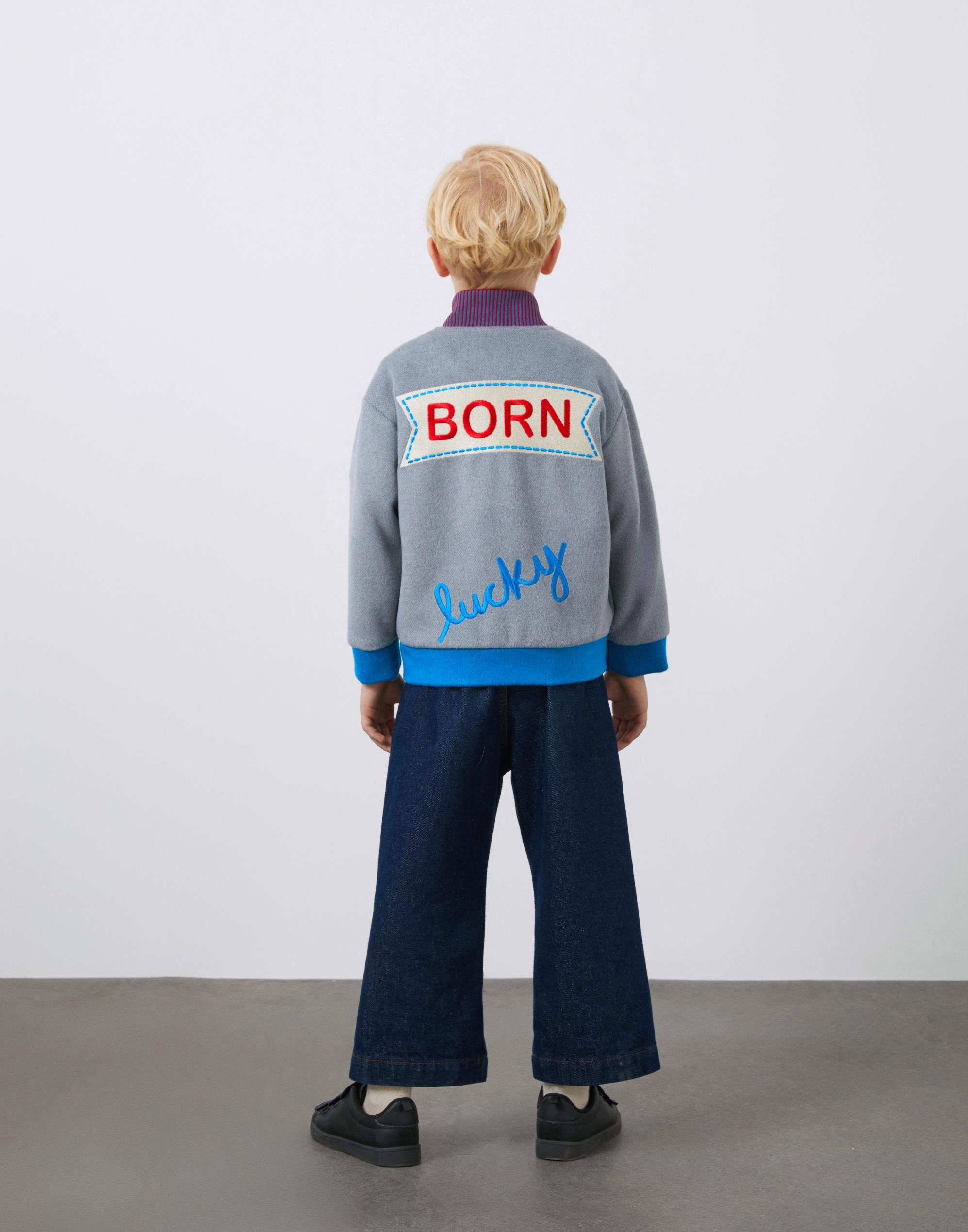 Sırt Nakış Detaylı Kaşe Erkek Çocuk Bomber Ceket - junior, designer dresses, bachelorette, party dresses and graduation dresses.