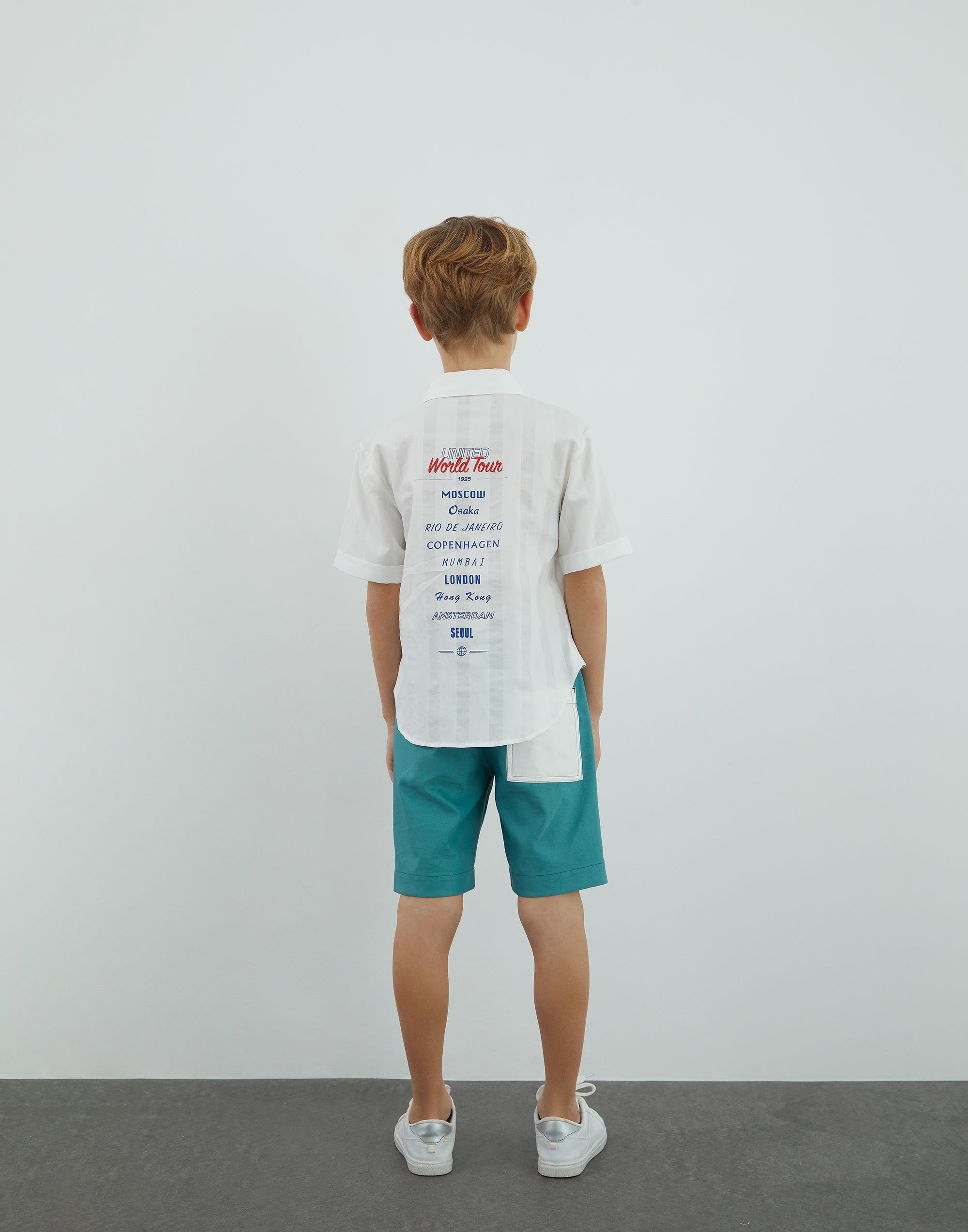 Sırtı Baskı Detaylı Beyaz Gömlek - junior, designer dresses, bachelorette, party dresses and graduation dresses.