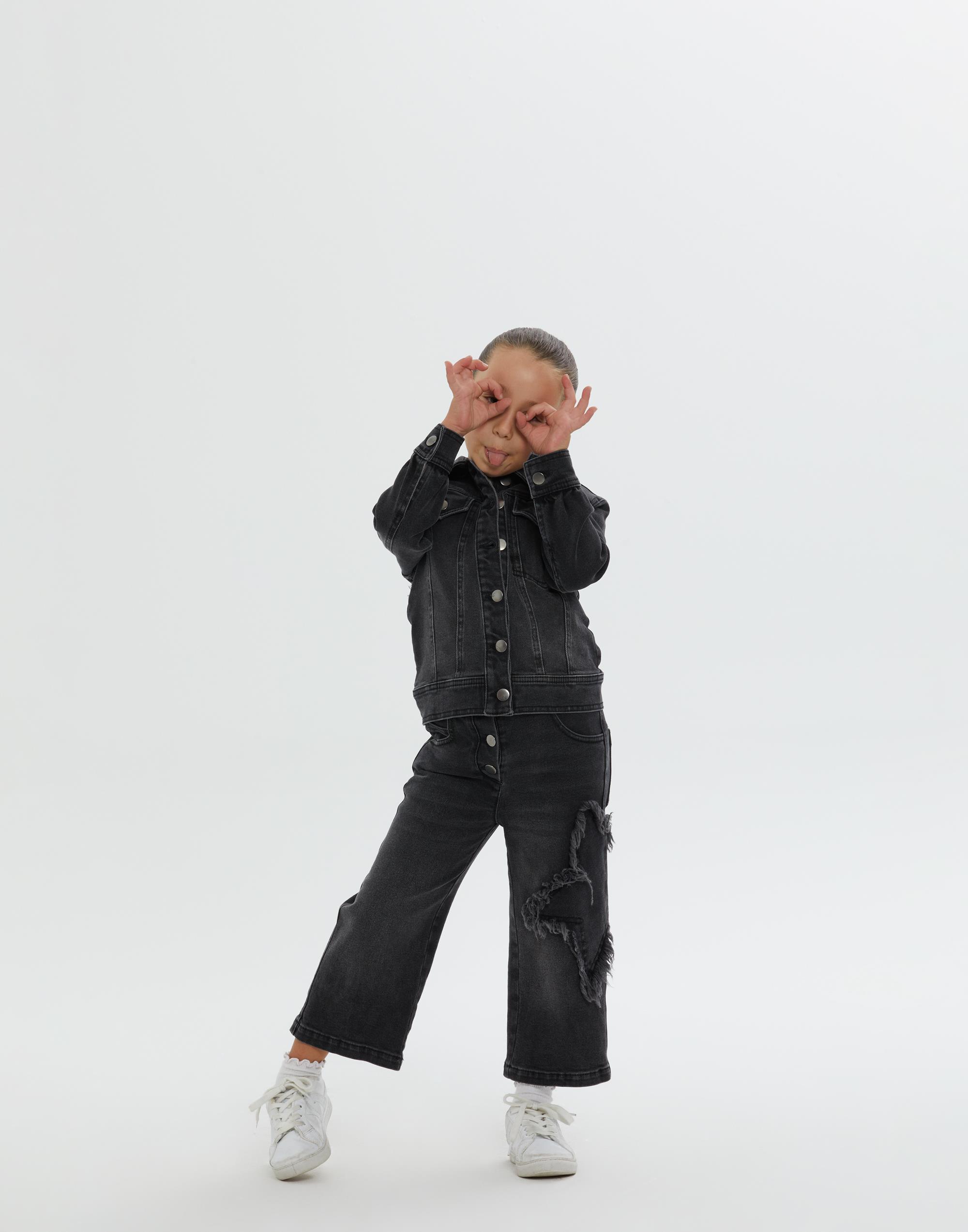 Siyah Kız Çocuk Denim Ceket - junior, designer dresses, bachelorette, party dresses and graduation dresses.