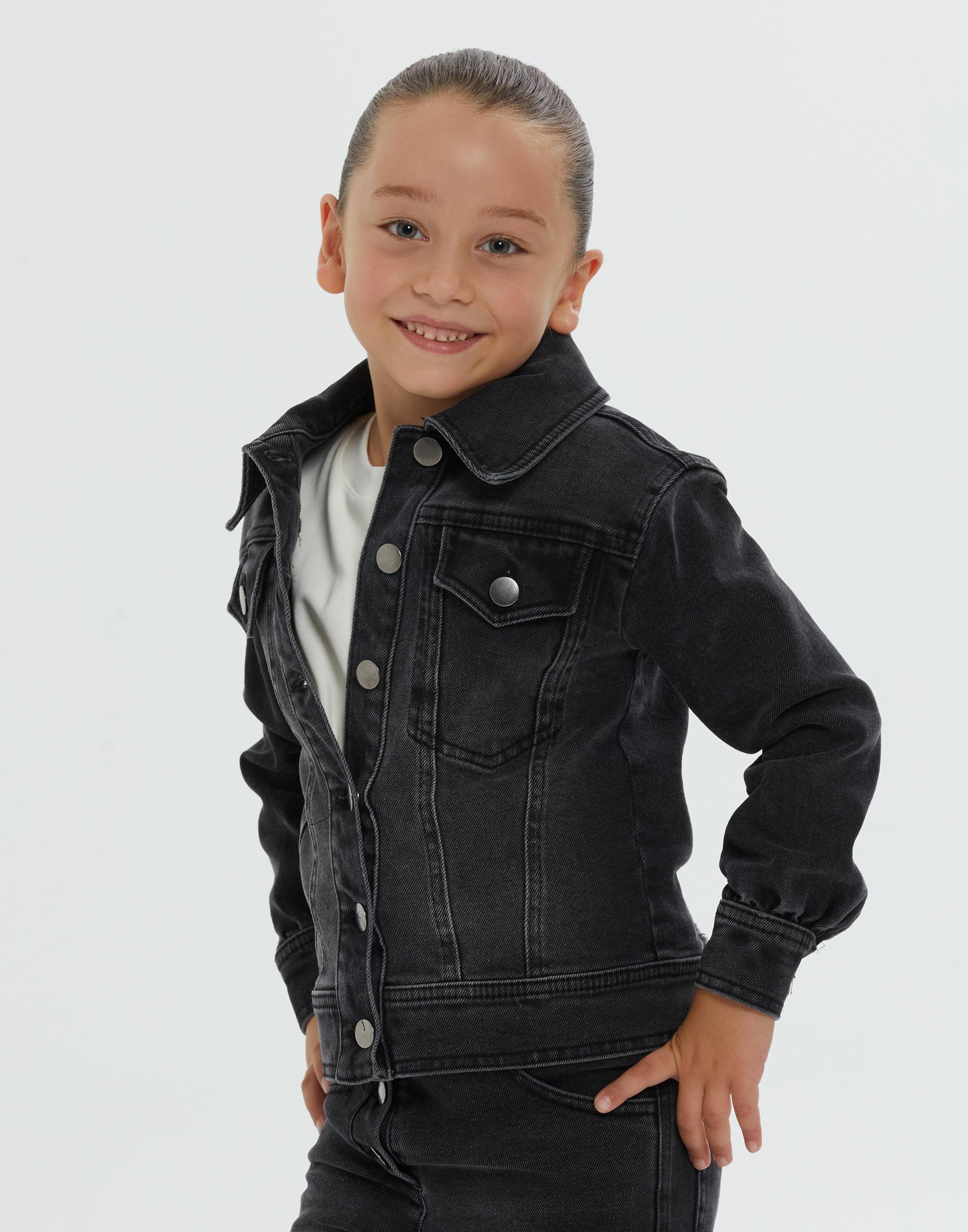 Siyah Kız Çocuk Denim Ceket - junior, designer dresses, bachelorette, party dresses and graduation dresses.