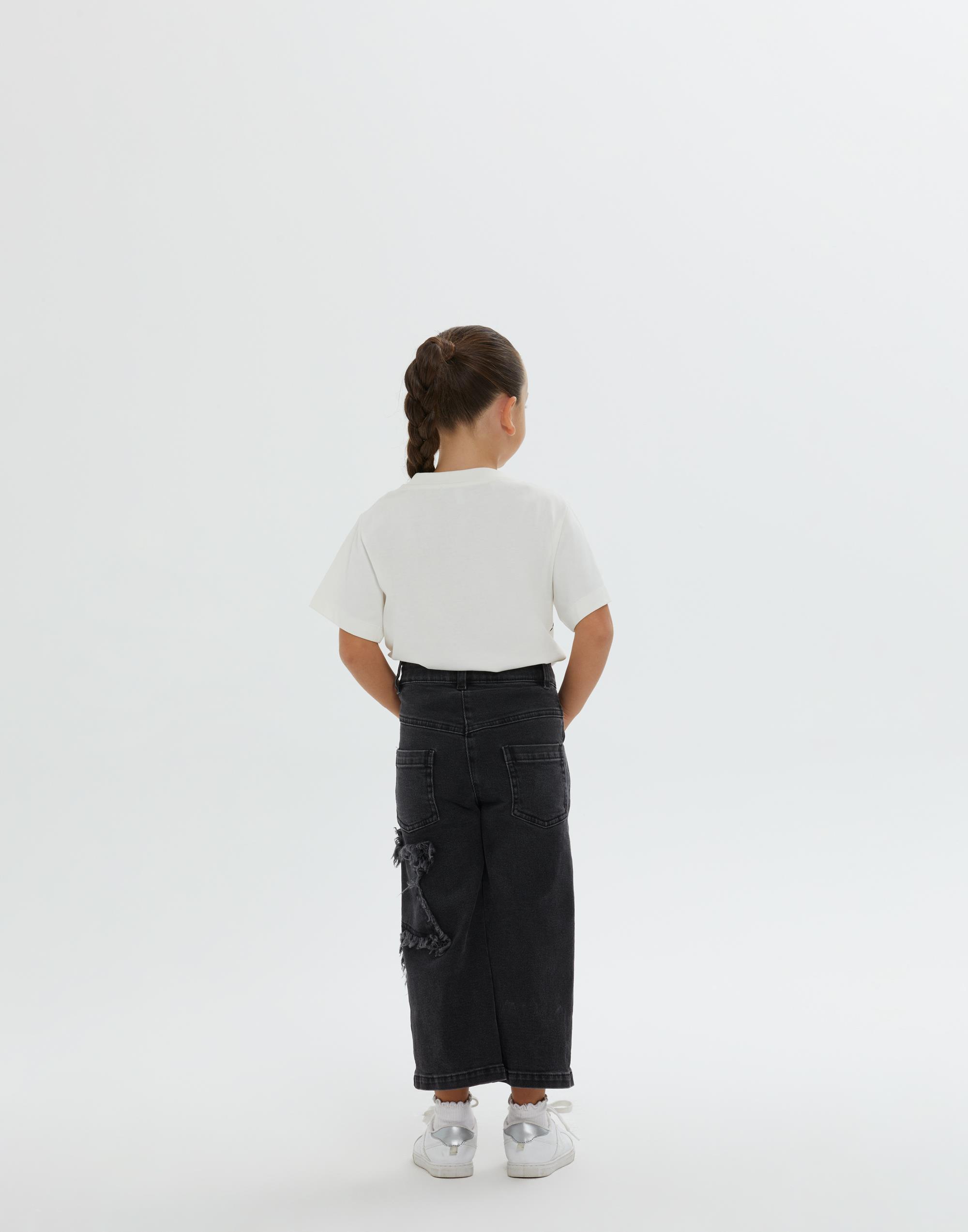 Sol Paçada Yıldız Detaylı Siyah Kız Çocuk Denim Pantolon - junior, designer dresses, bachelorette, party dresses and graduation dresses.