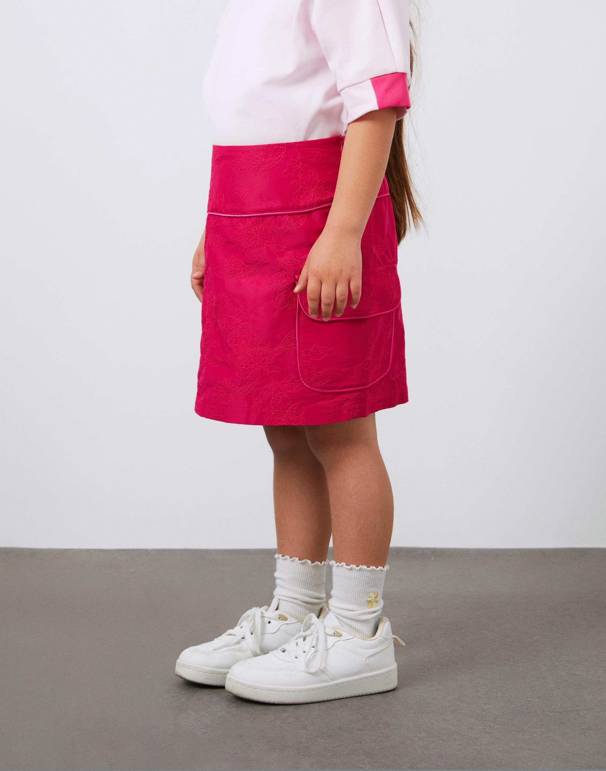 Tafta Mini Fuşya Kız Çocuk Etek - junior, designer dresses, bachelorette, party dresses and graduation dresses.