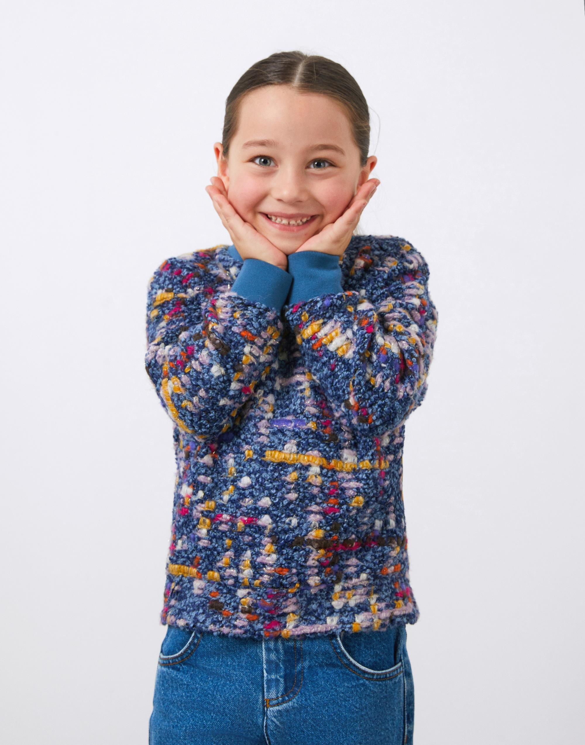 Triko Detaylı Etnik Desen Kız Çocuk Bluz - junior, designer dresses, bachelorette, party dresses and graduation dresses.