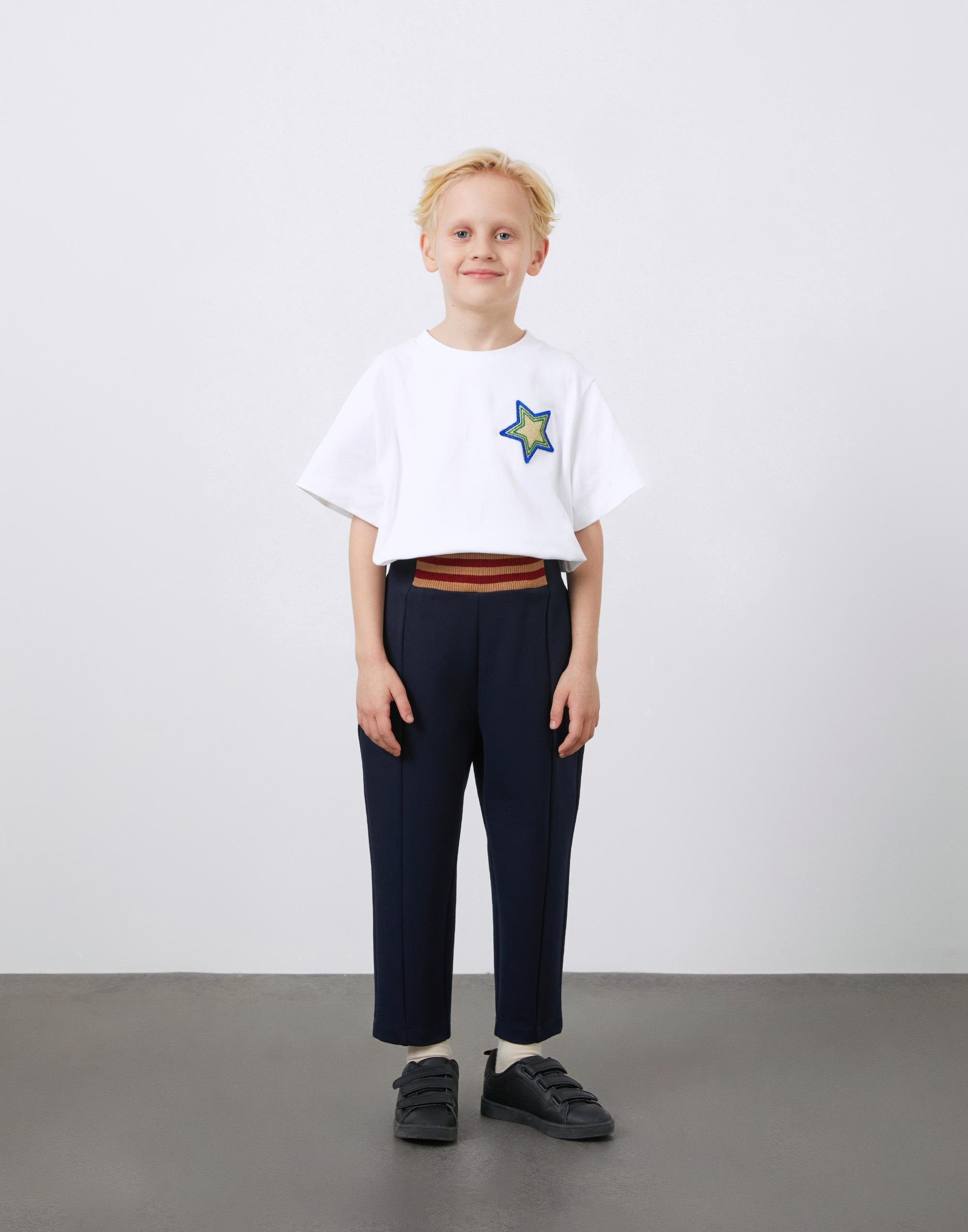 Triko Detaylı Yüksel Bel Lacivert Erkek Çocuk Pantolon - junior, designer dresses, bachelorette, party dresses and graduation dresses.