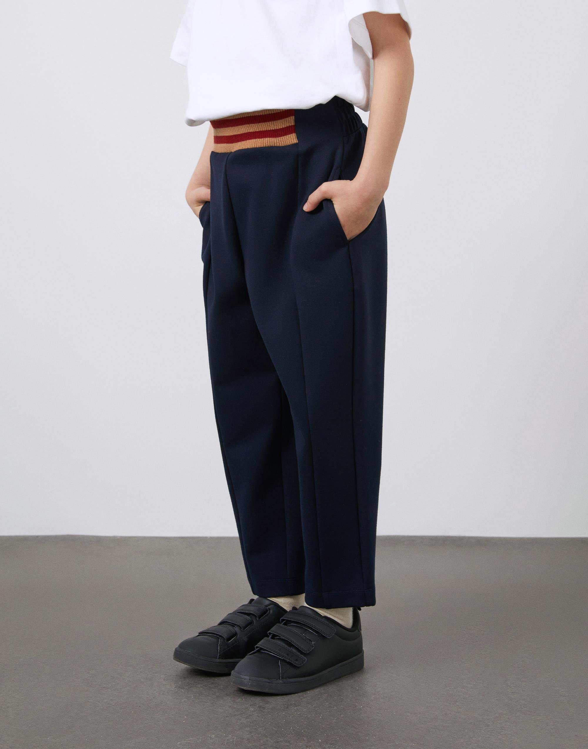 Triko Detaylı Yüksel Bel Lacivert Erkek Çocuk Pantolon - junior, designer dresses, bachelorette, party dresses and graduation dresses.