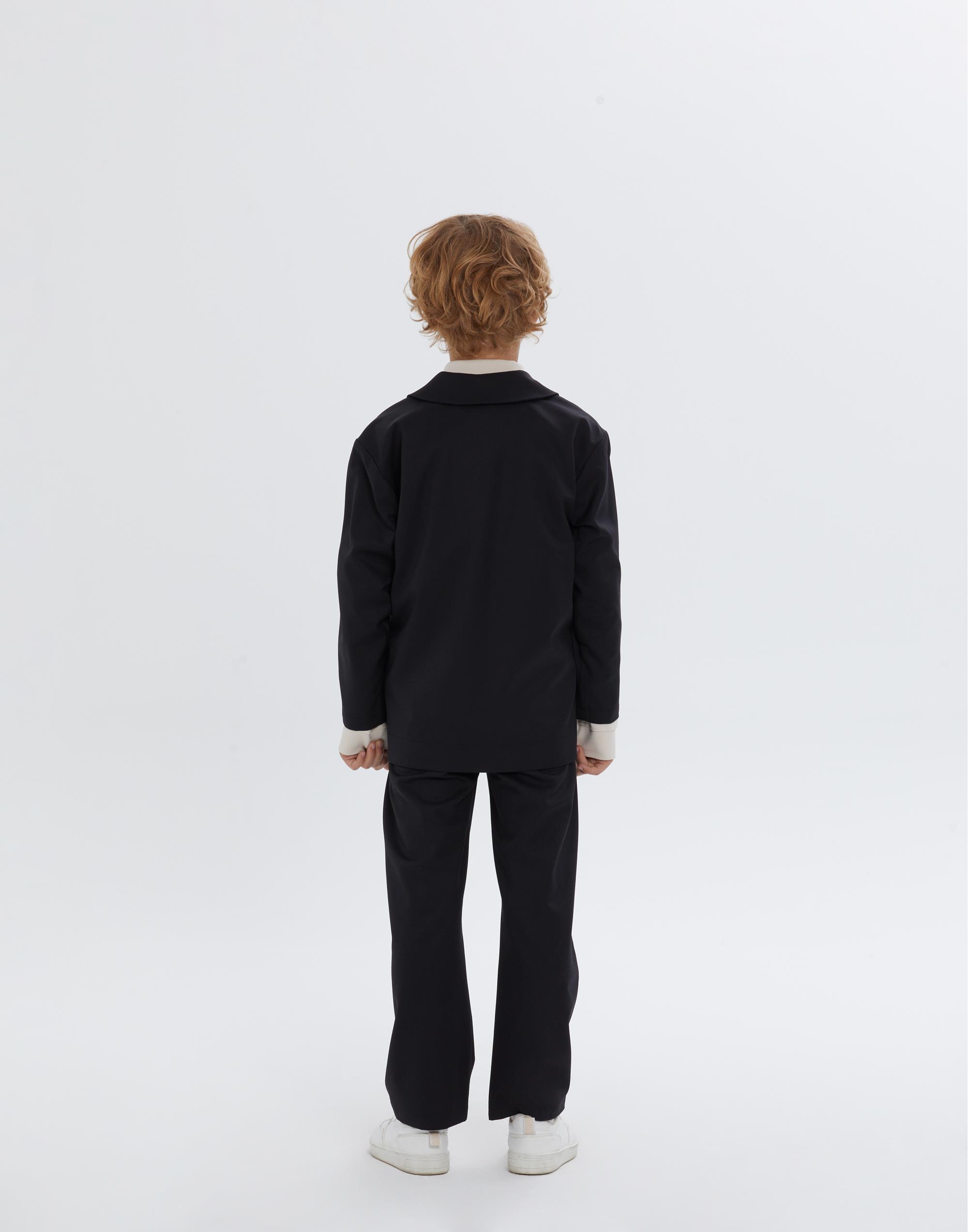 V Yakalı Düğme Kapamalı Uzun Kollu Astarlı Siyah Erkek Çocuk Ceket - junior, designer dresses, bachelorette, party dresses and graduation dresses.