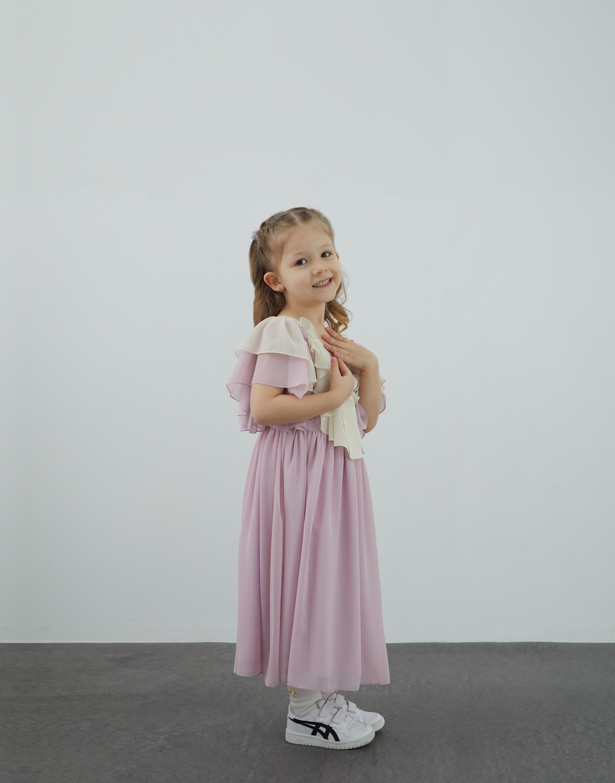 Volan Ve Fiyonk Detaylı Şifon Elbise - junior, designer dresses, bachelorette, party dresses and graduation dresses.