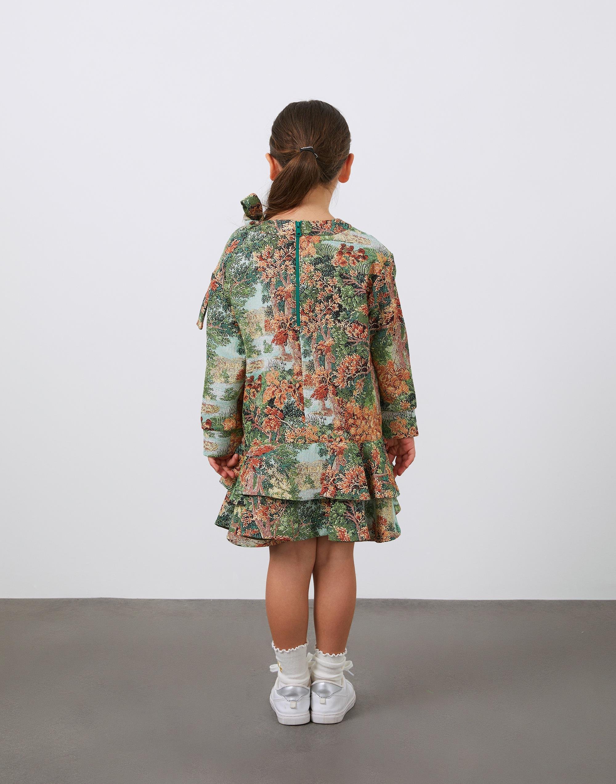 Volanlı Jakarlı Kız Çocuk Elbise - junior, designer dresses, bachelorette, party dresses and graduation dresses.