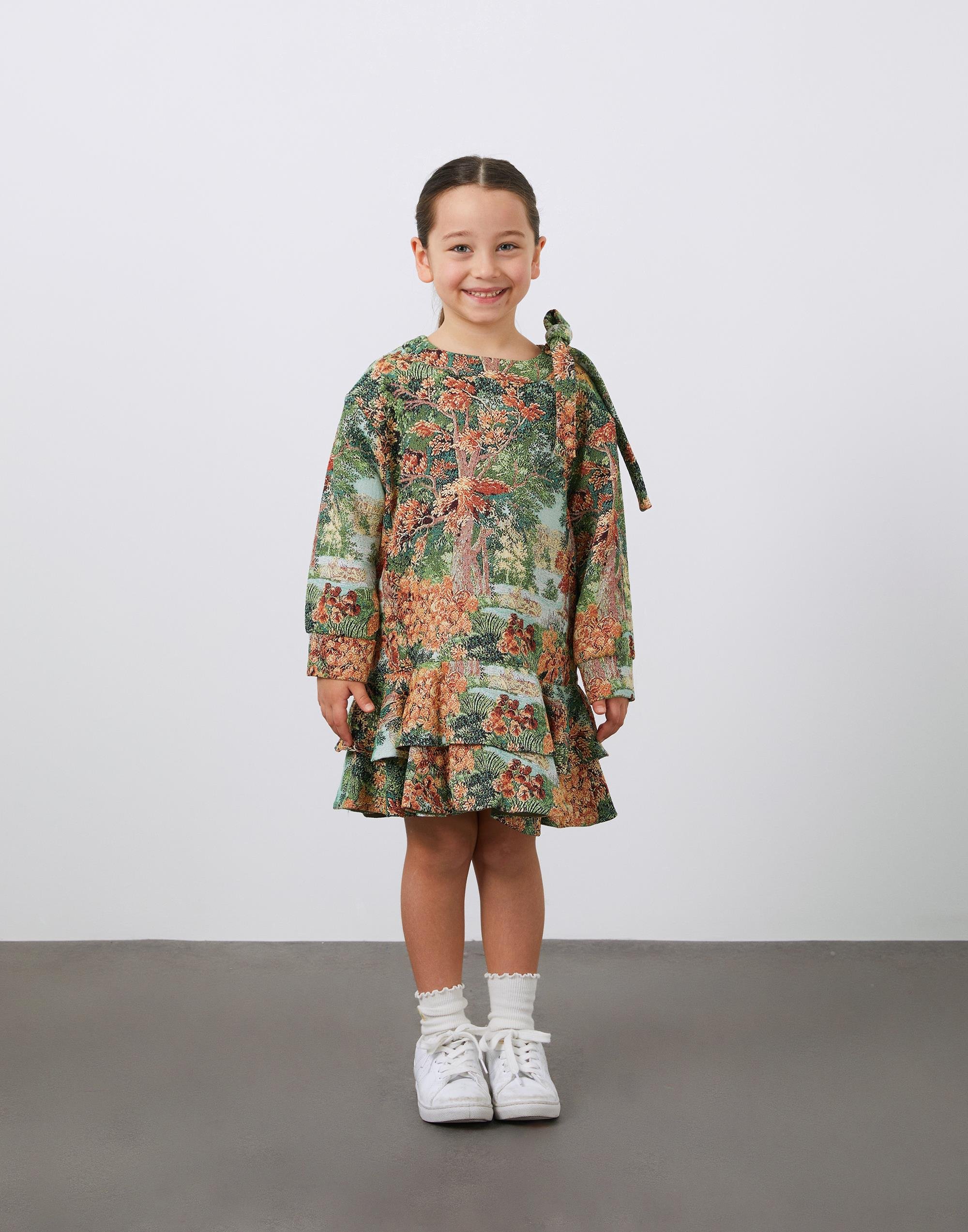 Volanlı Jakarlı Kız Çocuk Elbise - junior, designer dresses, bachelorette, party dresses and graduation dresses.