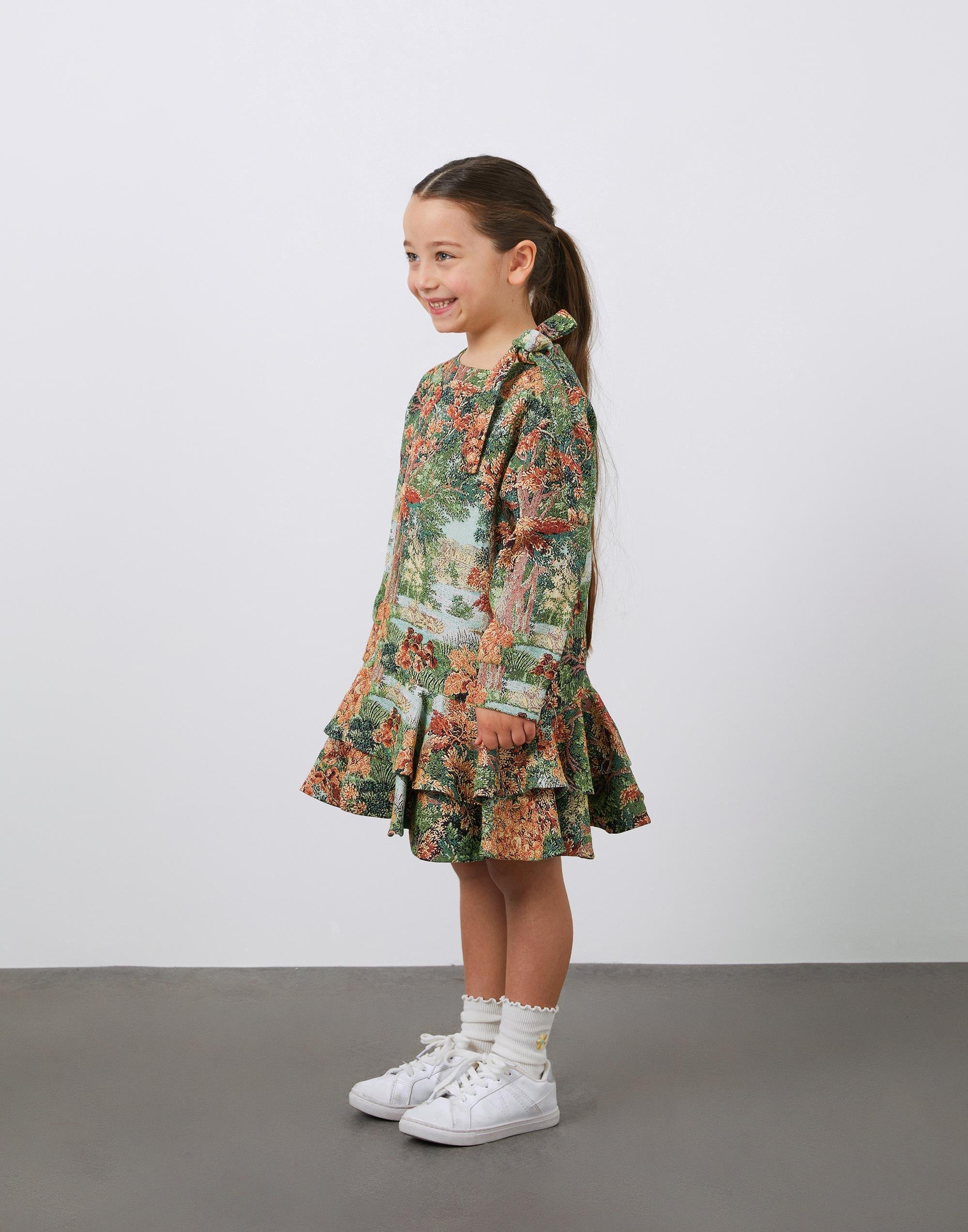 Volanlı Jakarlı Kız Çocuk Elbise - junior, designer dresses, bachelorette, party dresses and graduation dresses.