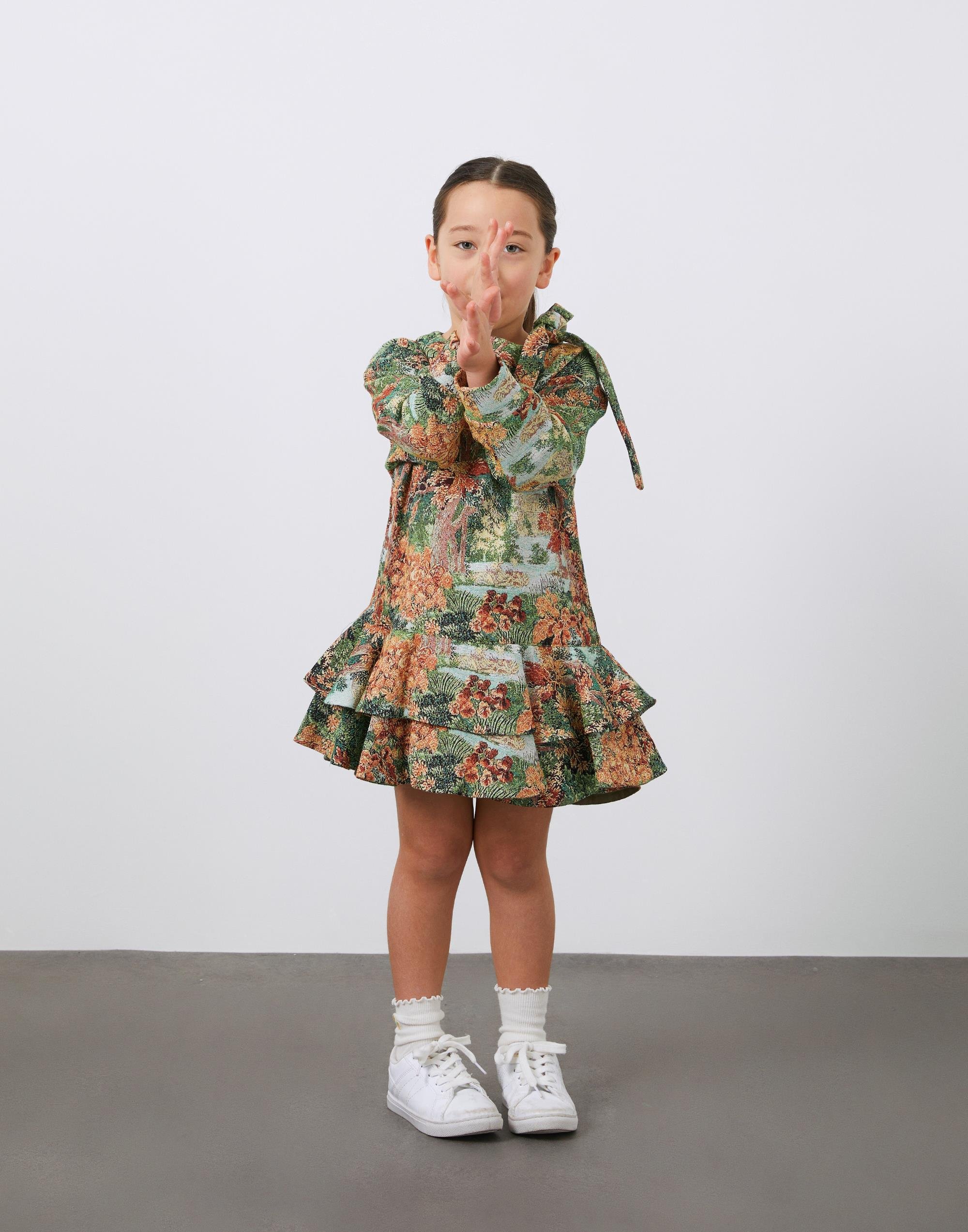 Volanlı Jakarlı Kız Çocuk Elbise - junior, designer dresses, bachelorette, party dresses and graduation dresses.