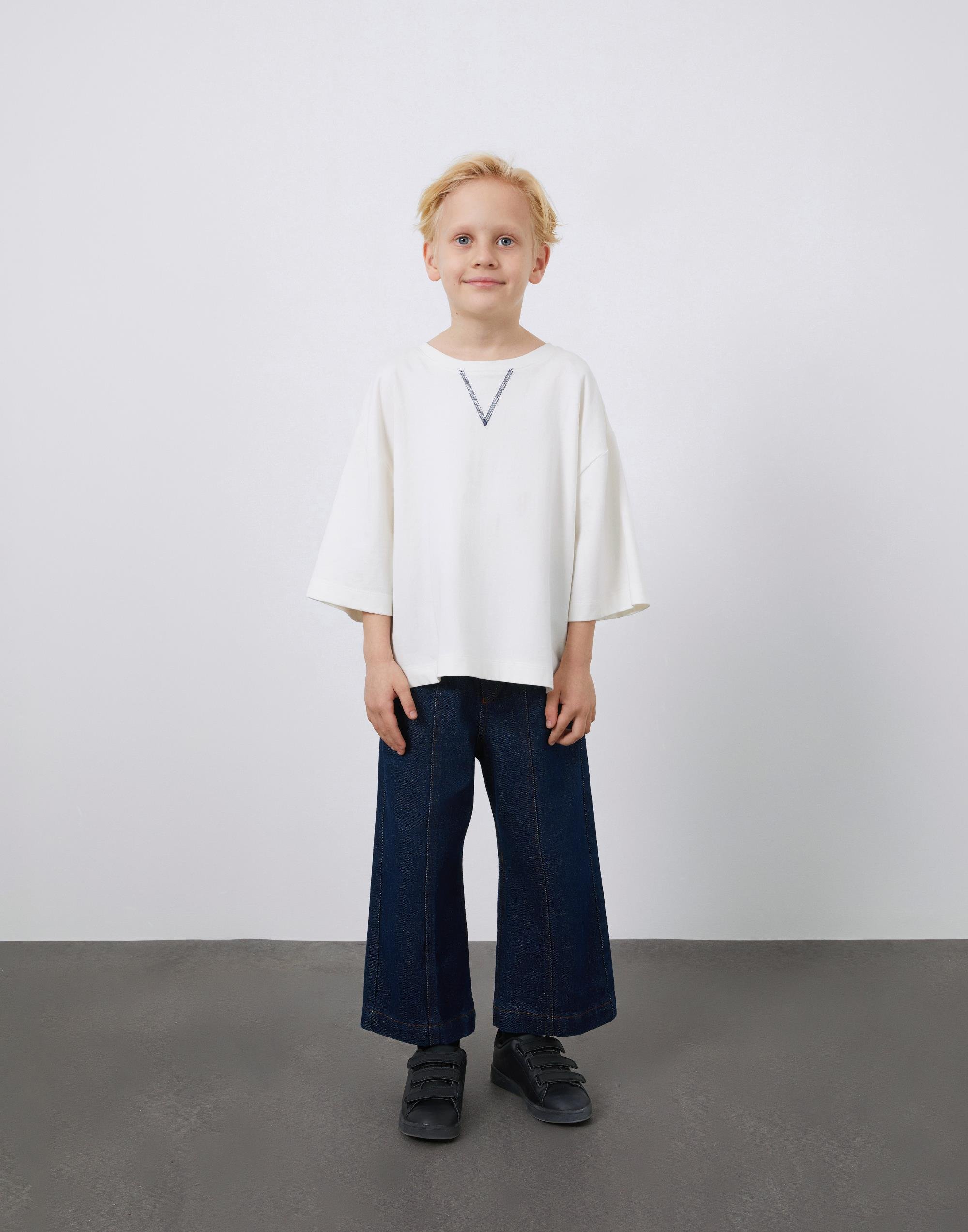 White Unisex T-Shirt with Collar Embroidery Detail - junior, designer dresses, bachelorette, party dresses and graduation dresses.