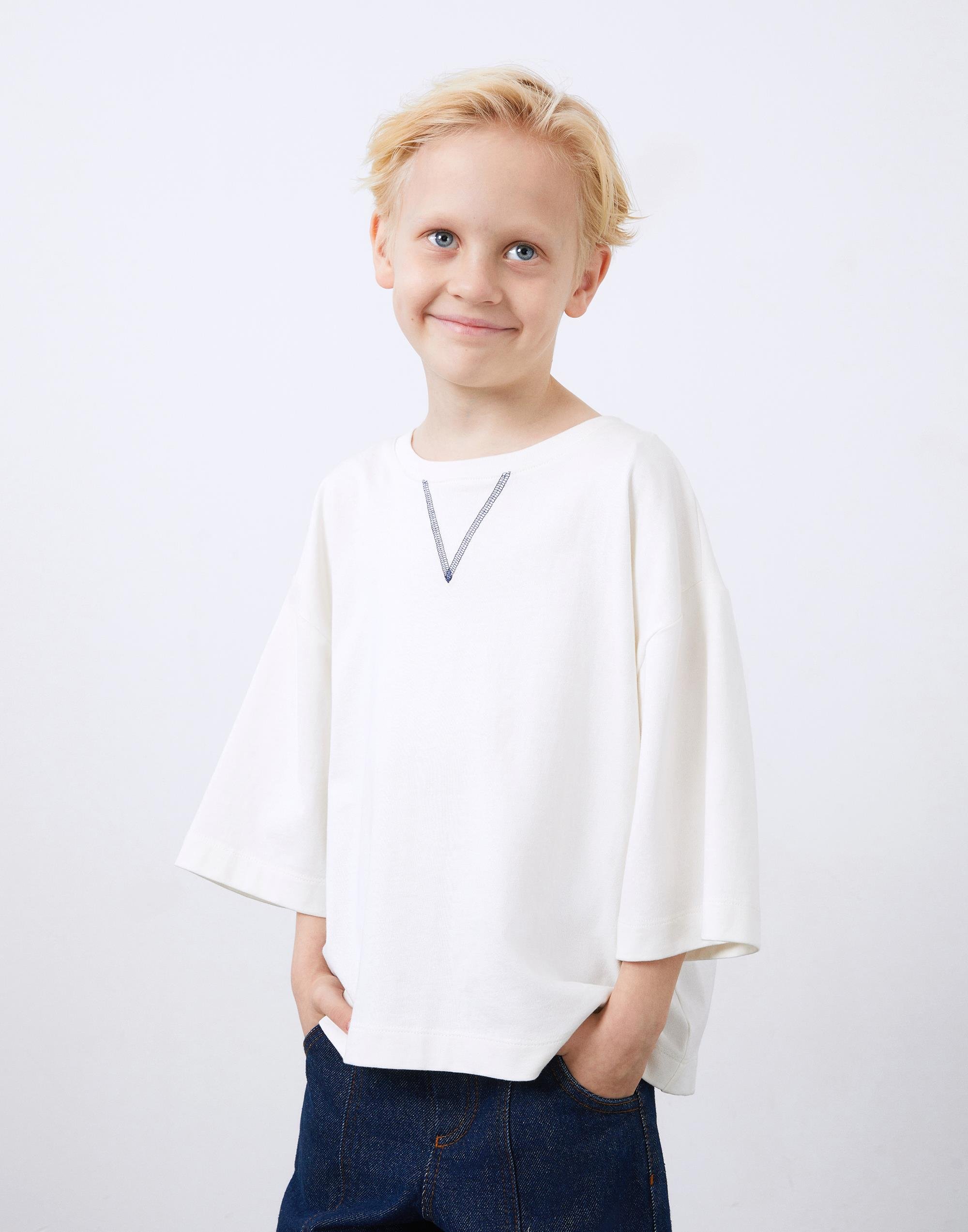 White Unisex T-Shirt with Collar Embroidery Detail - junior, designer dresses, bachelorette, party dresses and graduation dresses.