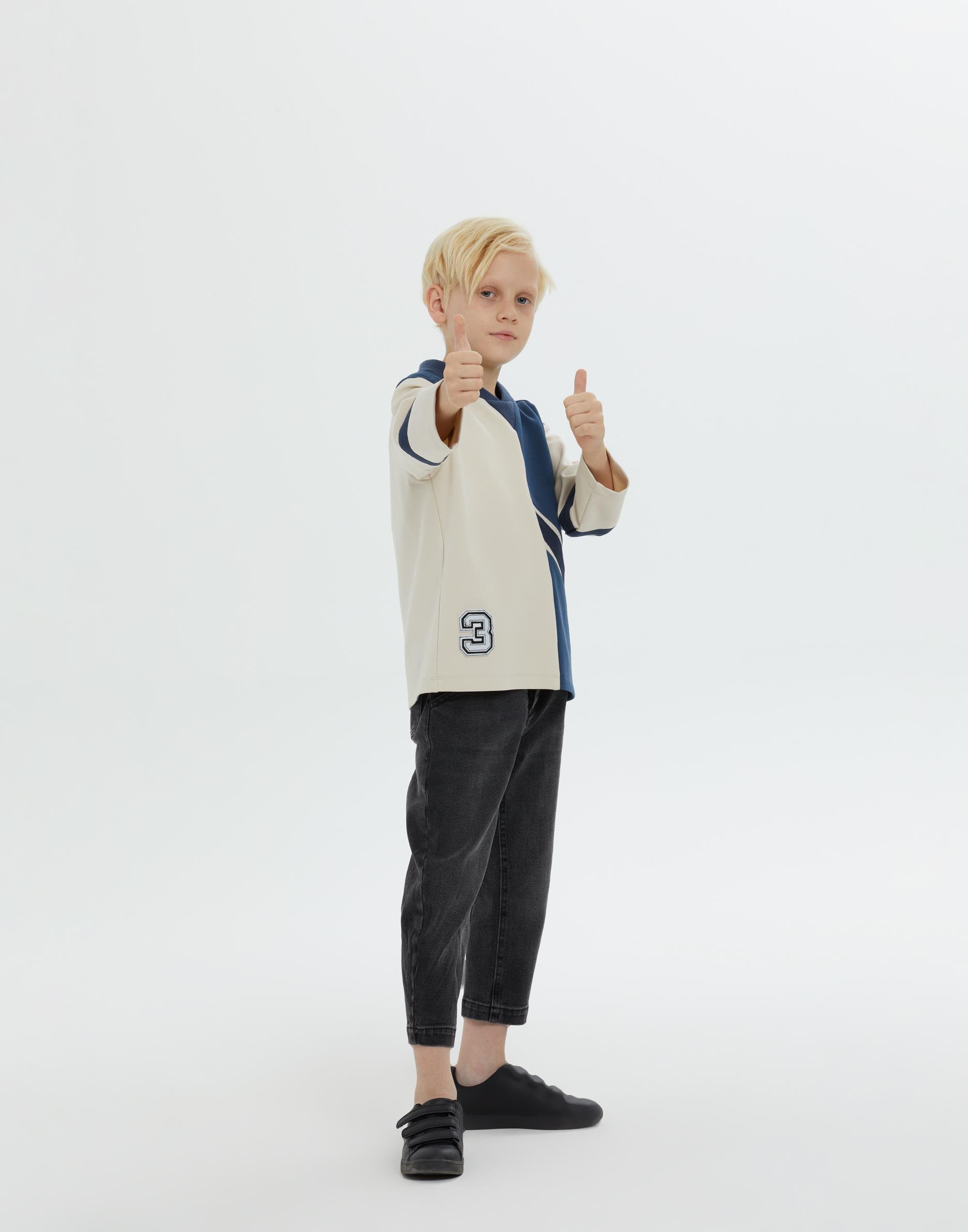 Yaka Trikolu Aplike Nakış Detaylı Bej Erkek Çocuk Bluz - junior, designer dresses, bachelorette, party dresses and graduation dresses.