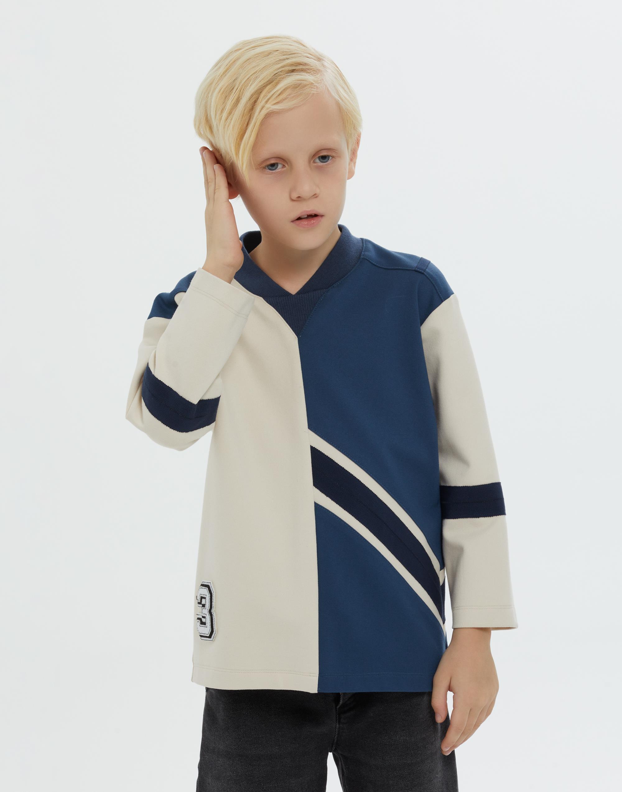 Yaka Trikolu Aplike Nakış Detaylı Bej Erkek Çocuk Bluz - junior, designer dresses, bachelorette, party dresses and graduation dresses.