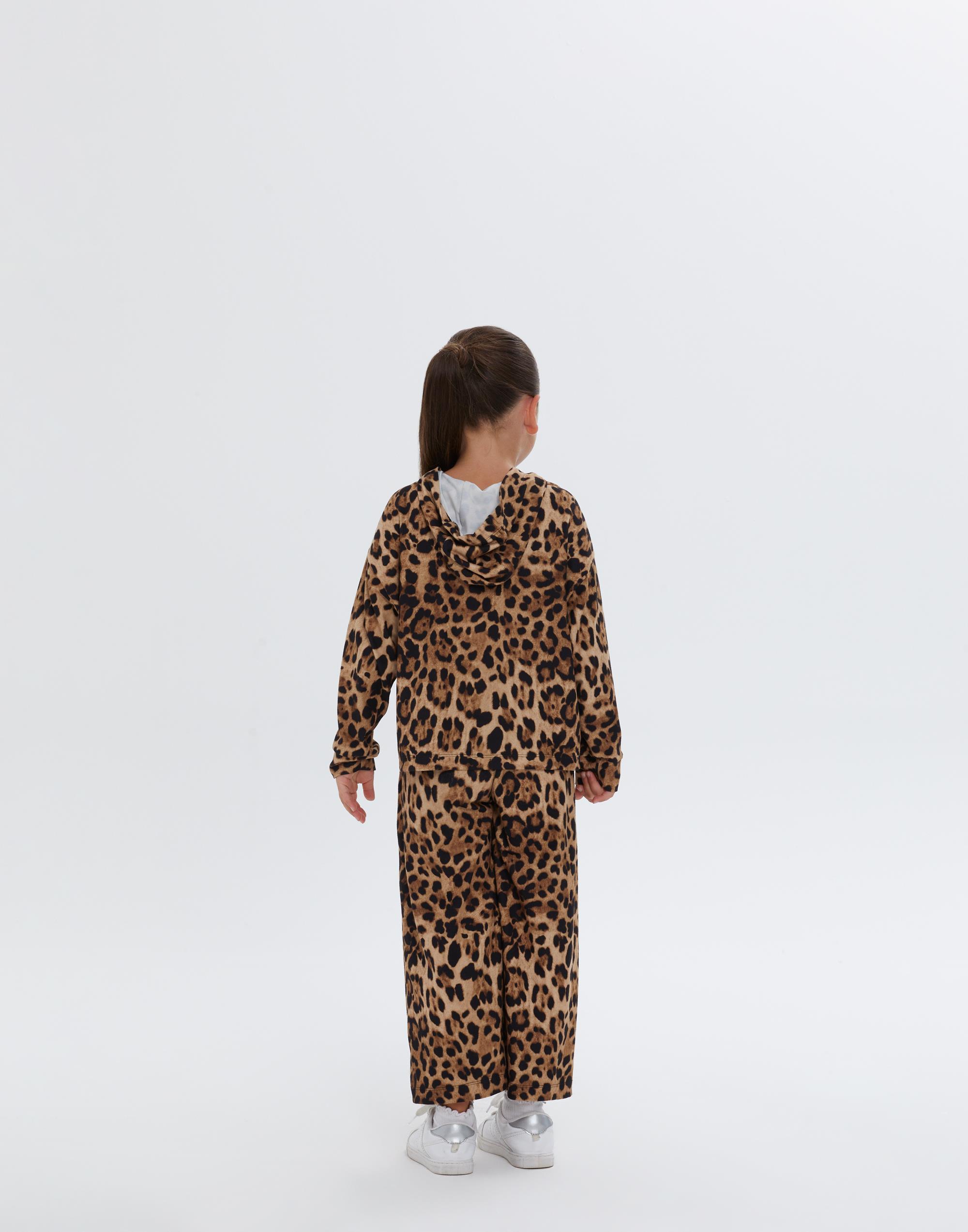 Yakaksı Kalp Detaylı Kapüşonlu Leopar Desenli Kız Çocuk Bluz - junior, designer dresses, bachelorette, party dresses and graduation dresses.