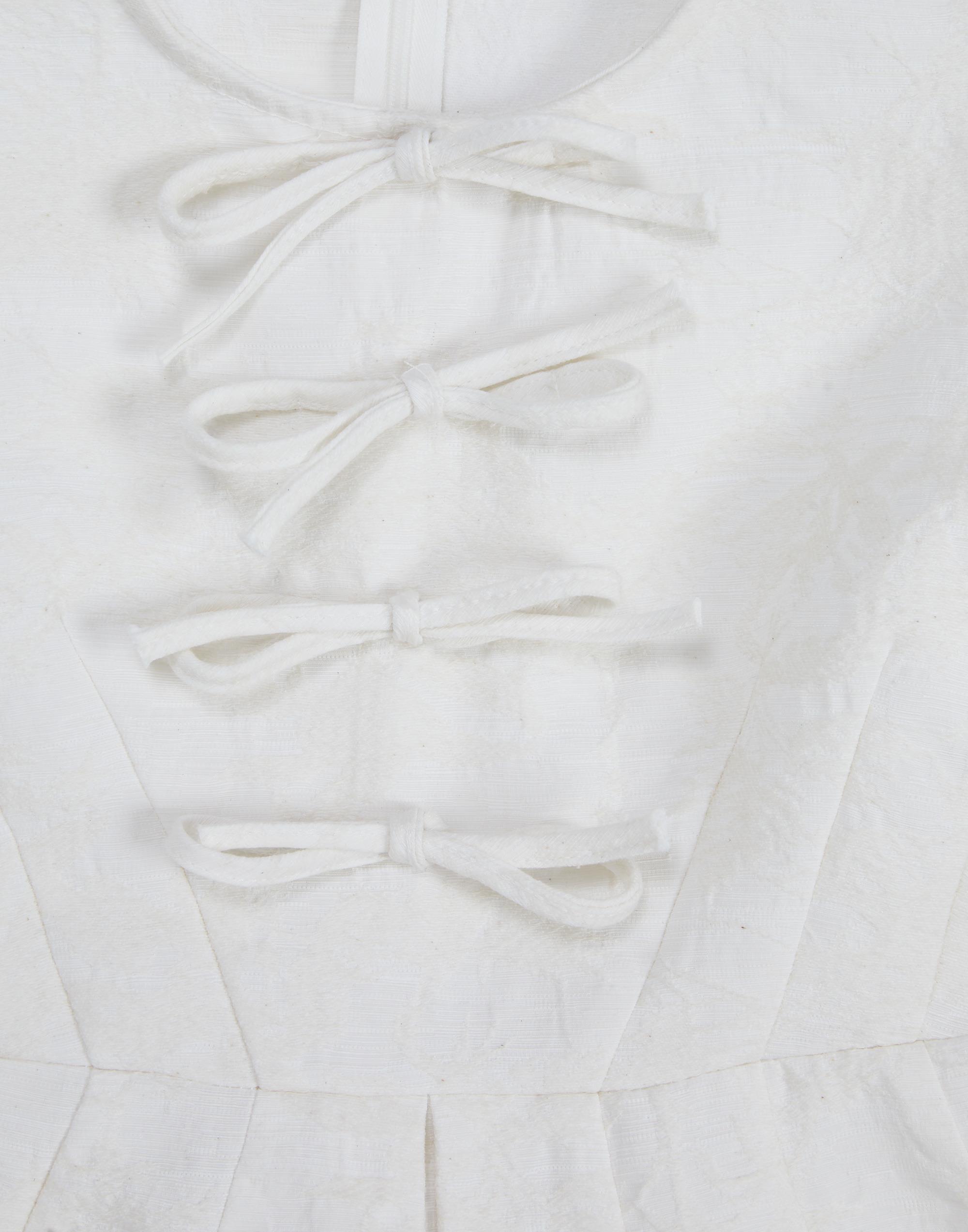 Off-White Dress With Laced Collar And Elasticated Sleeves - junior, designer dresses, bachelorette, party dresses and graduation dresses.