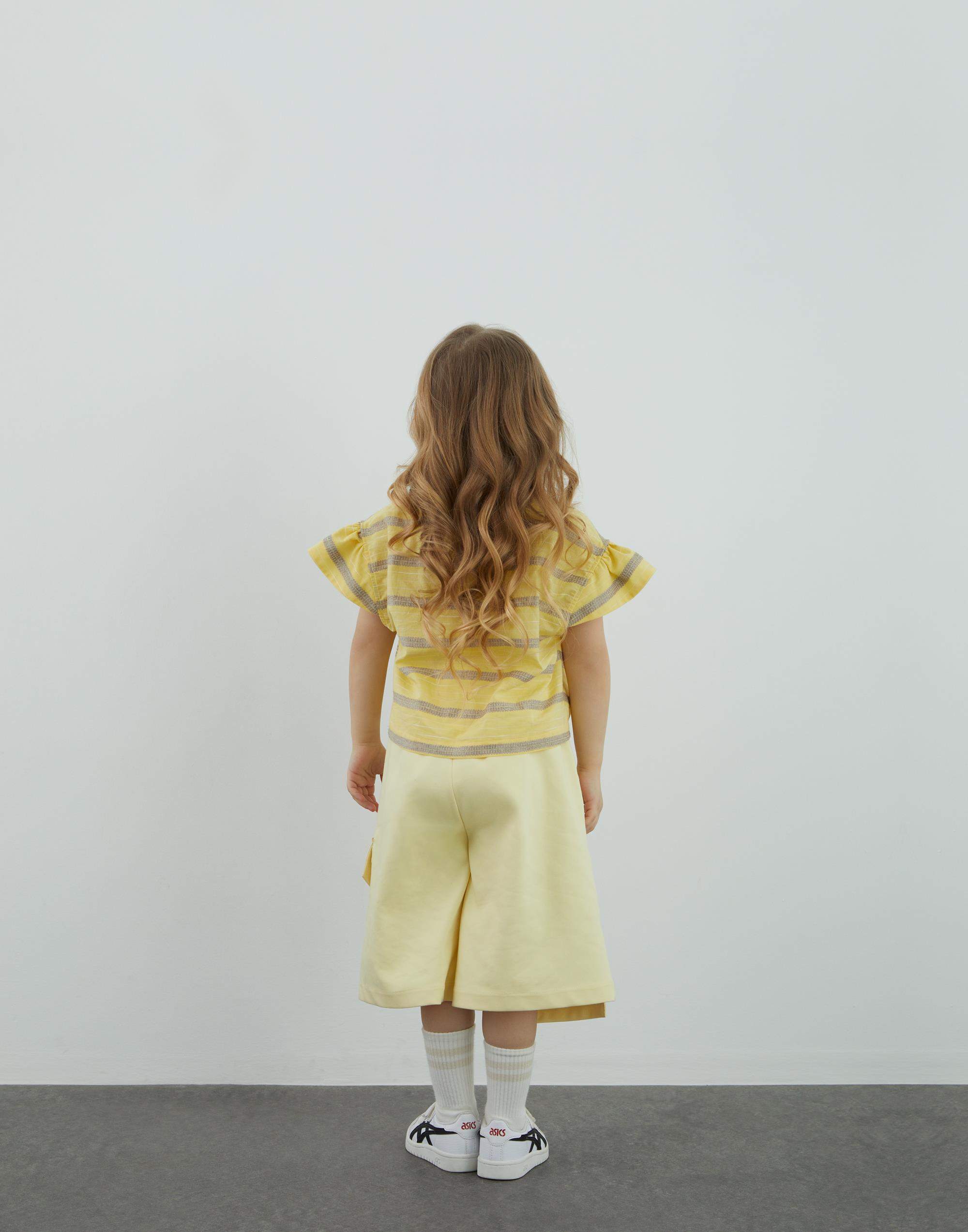 Yakası Büzgülü Sarı Bluz - junior, designer dresses, bachelorette, party dresses and graduation dresses.