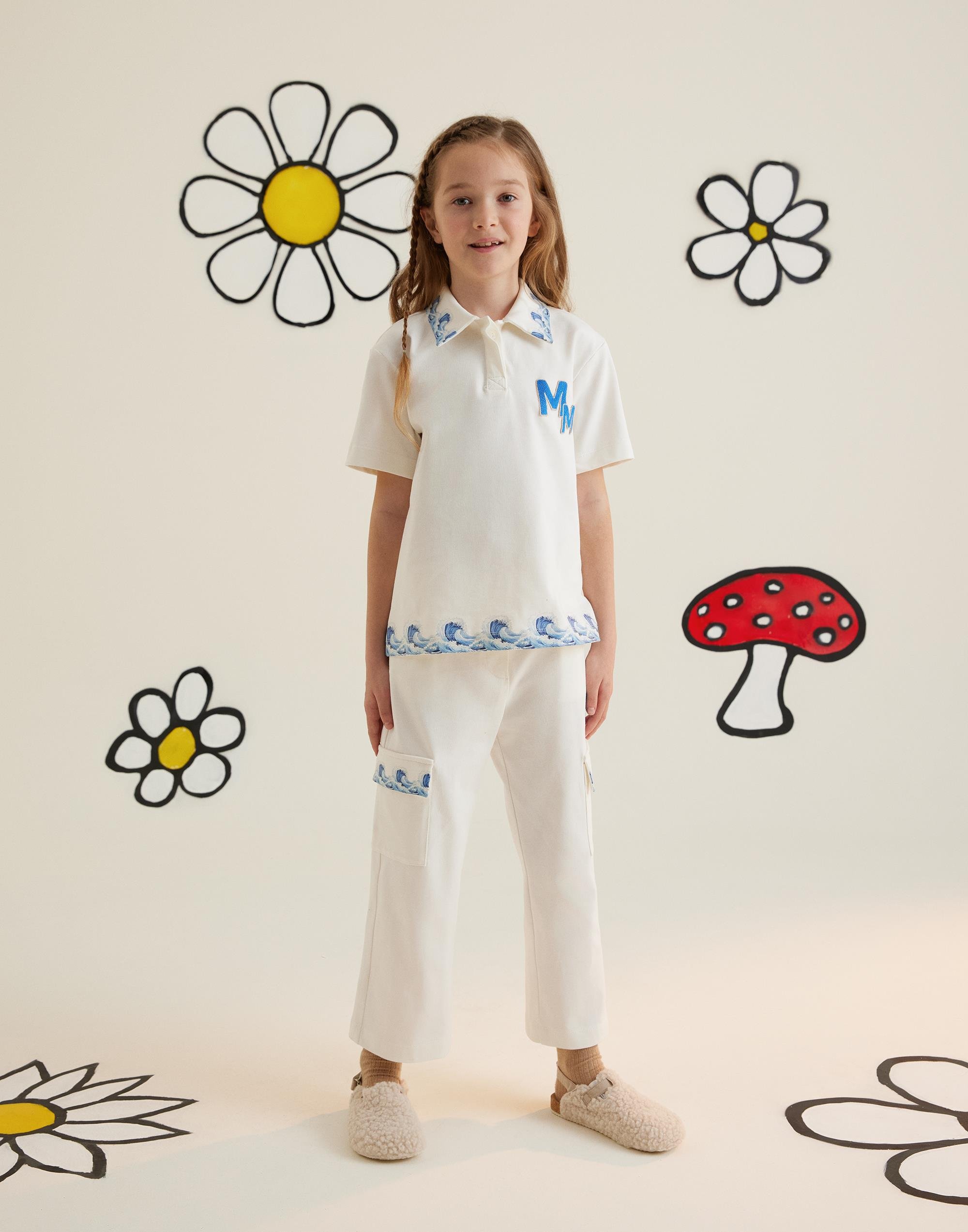 YAKASI VE ETEK UCU BASKILI LOGO NAKIŞ DETAYLI POLO YAKA T-SHIRT - junior, designer dresses, bachelorette, party dresses and graduation dresses.