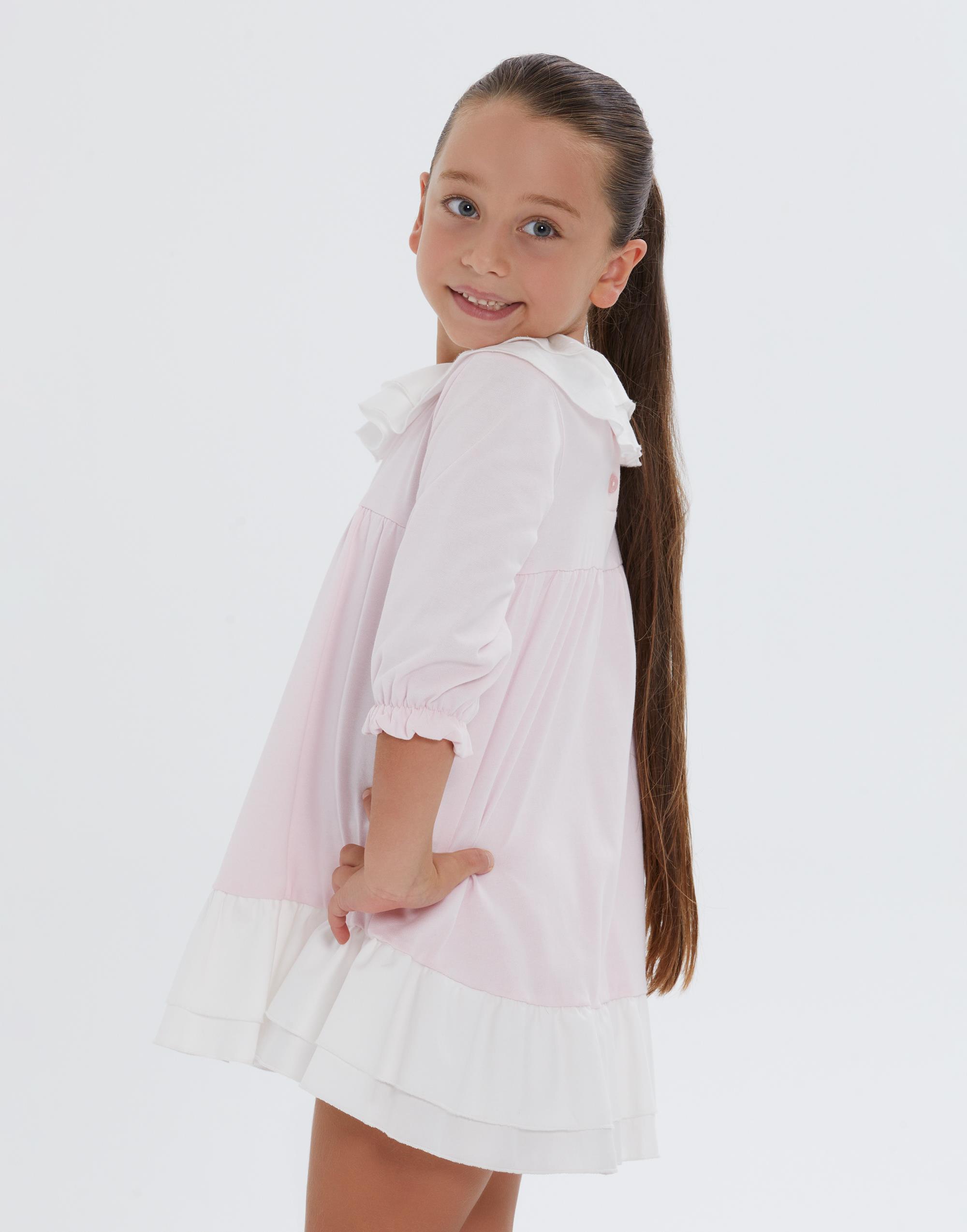 Yakası Ve Etek Ucu Beyaz Fırfır Detaylı Kısa Pembe Elbise - junior, designer dresses, bachelorette, party dresses and graduation dresses.