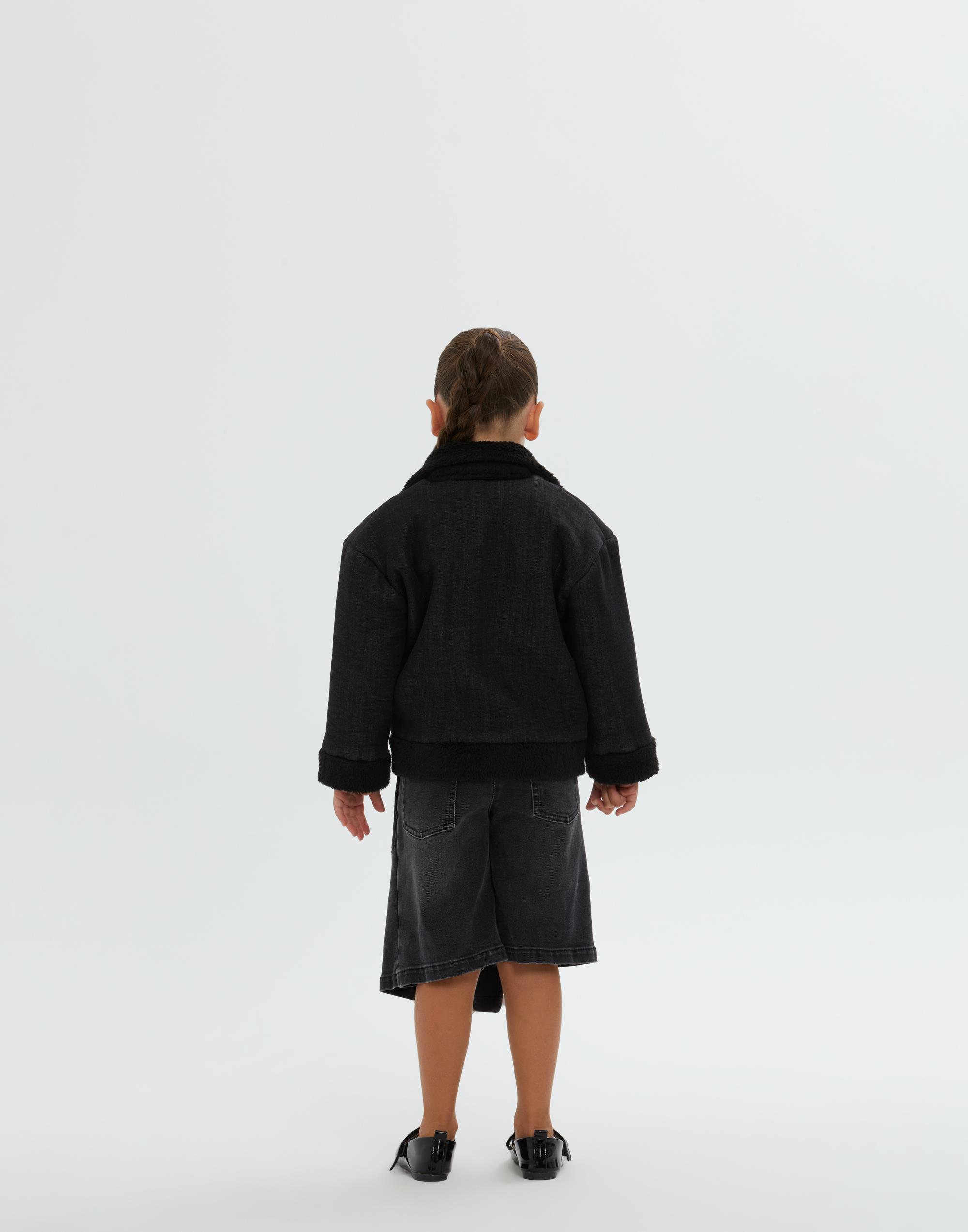 Yakası Ve Kolu Kürk Detaylı Siyah Kız Çocuk Suni Ceket - junior, designer dresses, bachelorette, party dresses and graduation dresses.