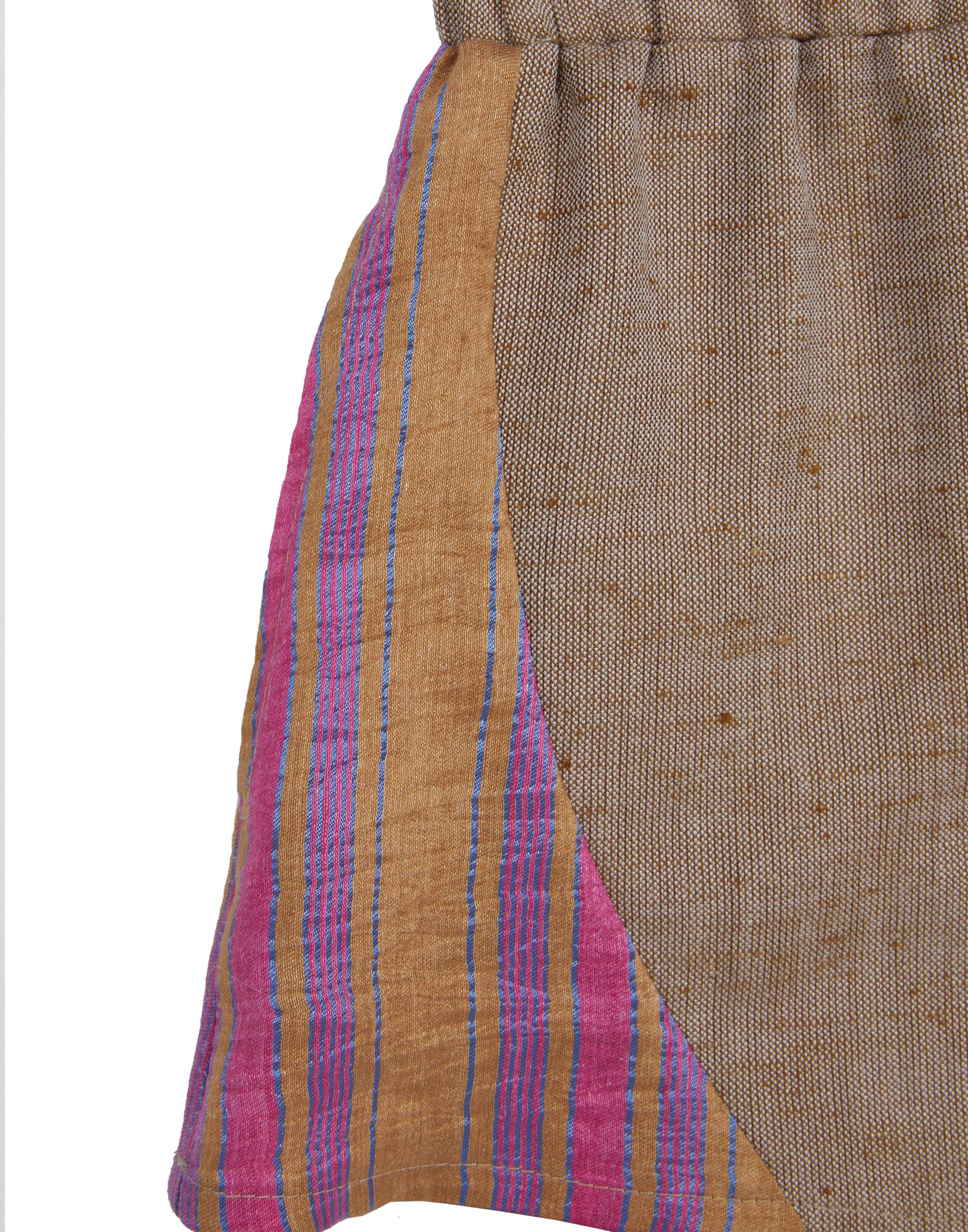 Yanları Desenli Garni Kumaşlı Kahverengi Şort - junior, designer dresses, bachelorette, party dresses and graduation dresses.