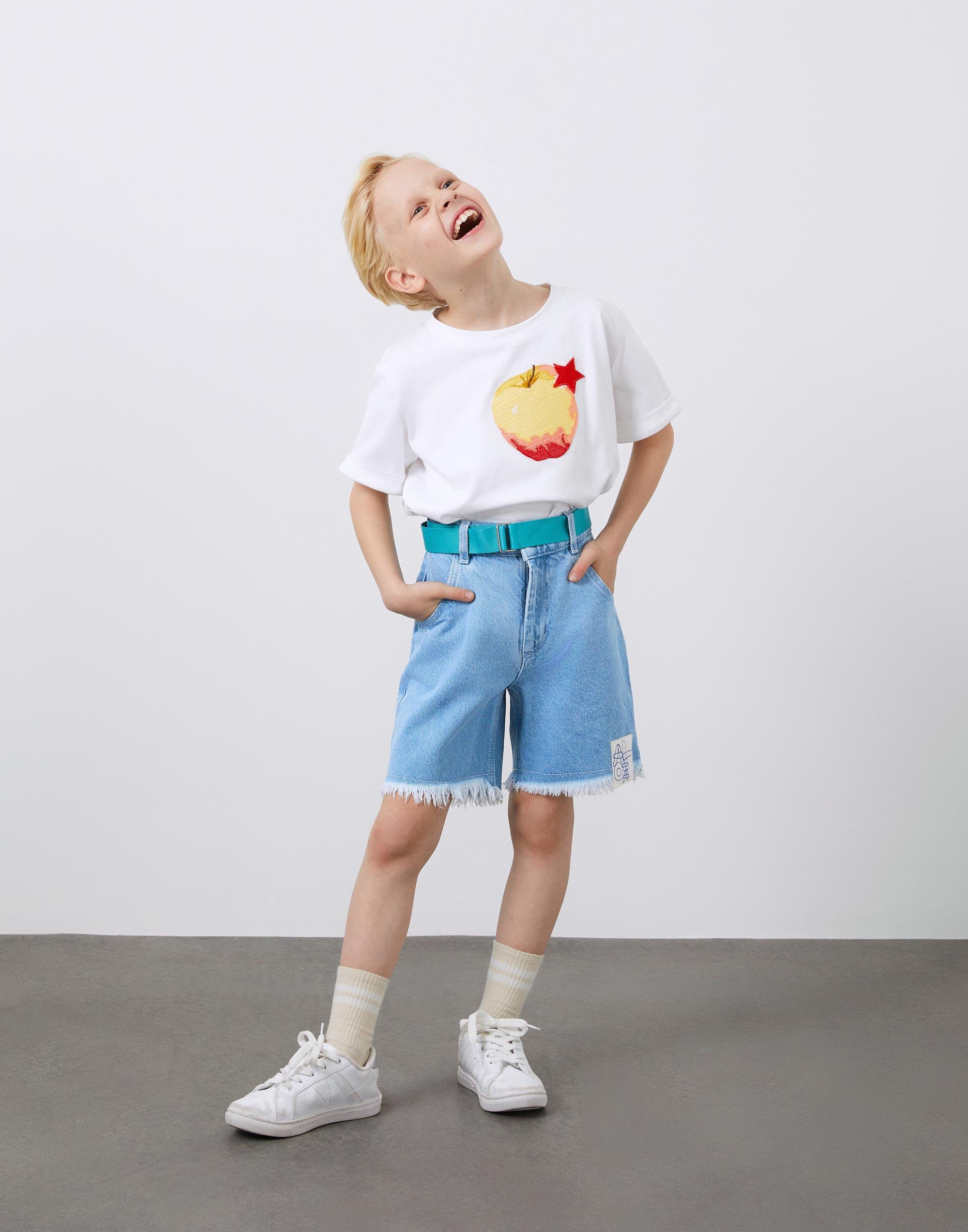 Yeşil Kemerli Mavi Erkek Çocuk Şort - junior, designer dresses, bachelorette, party dresses and graduation dresses.