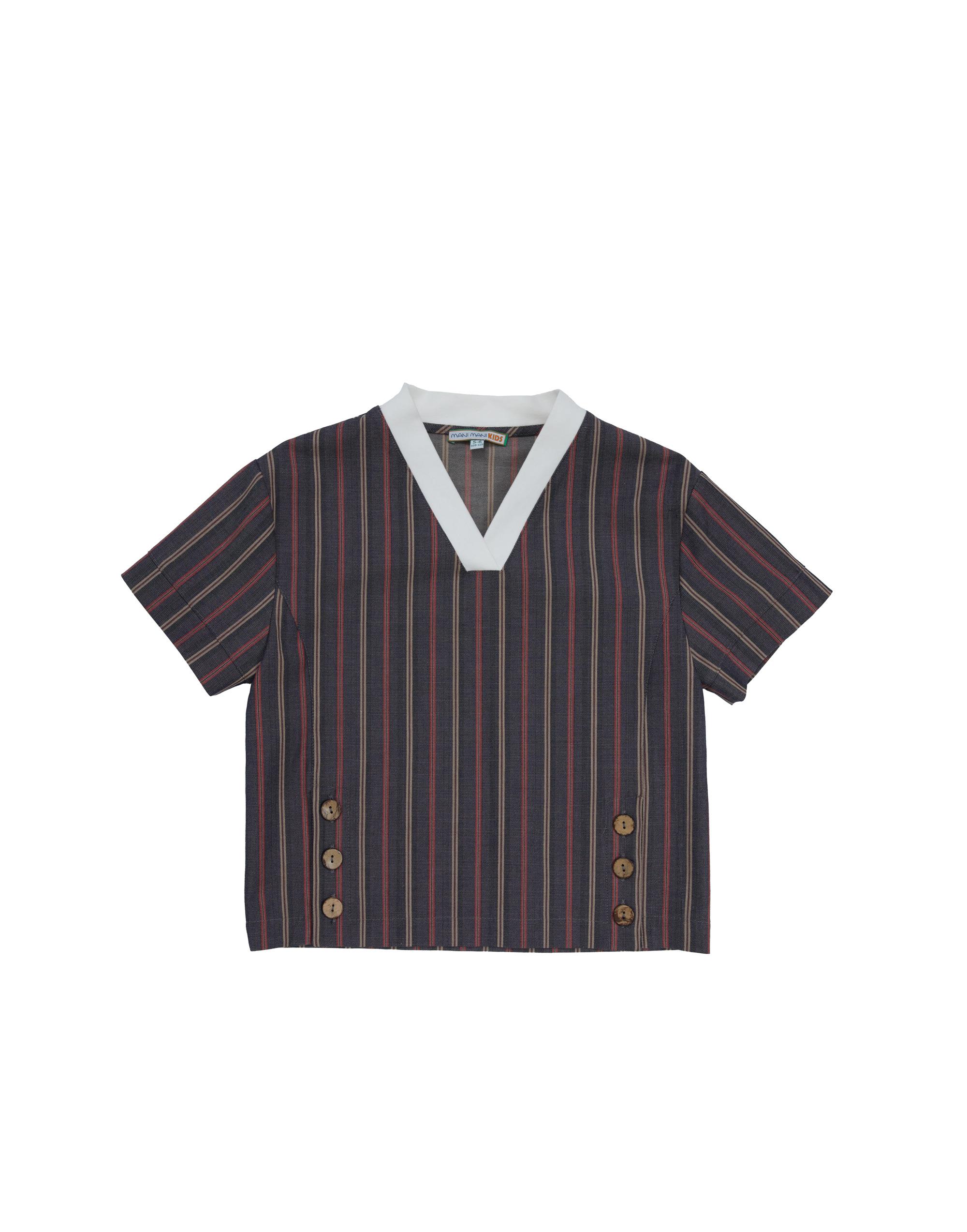 Navy Blue T-Shirt With Slit And Button Details - junior, designer dresses, bachelorette, party dresses and graduation dresses.