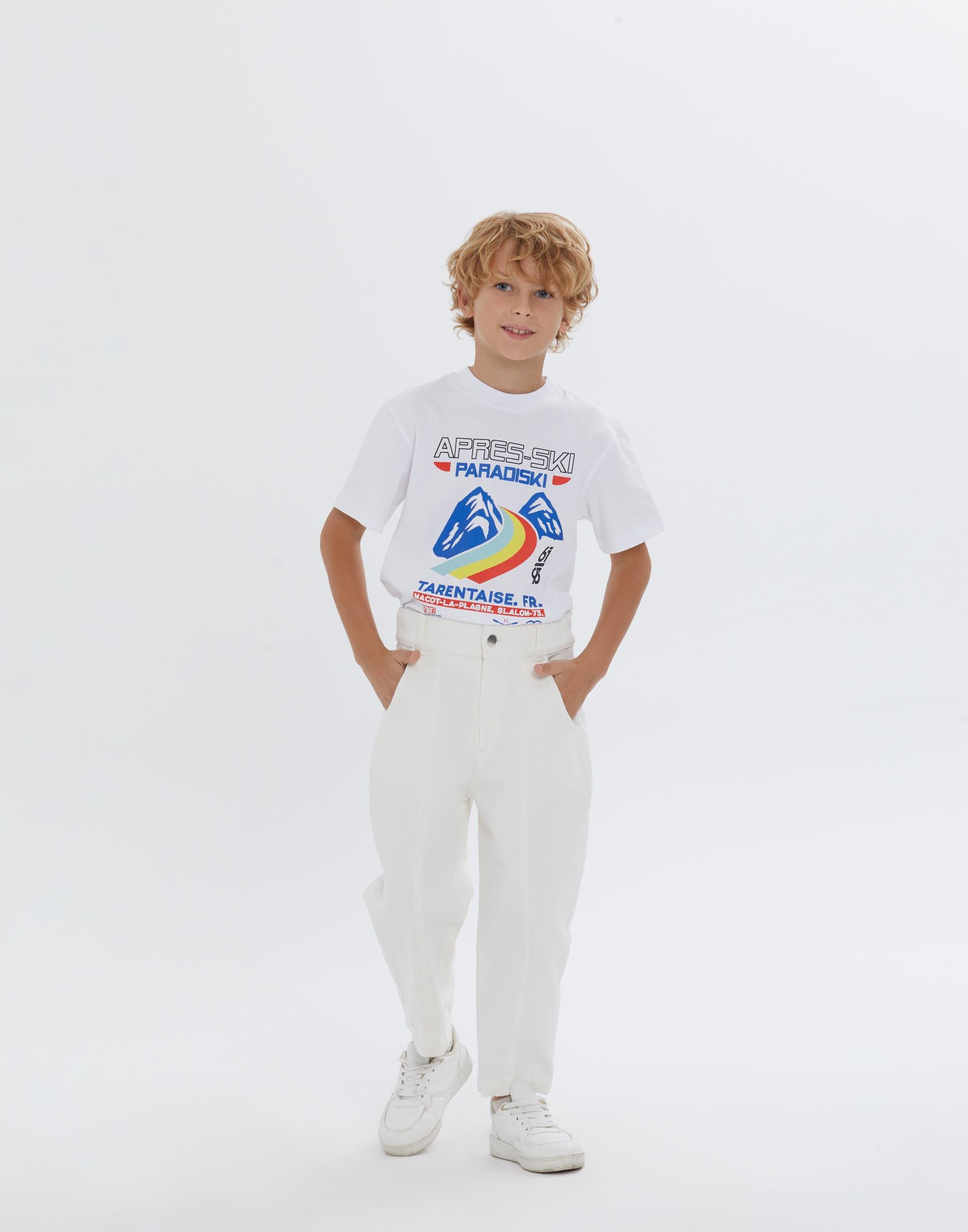 Yüksel Bel Önü Dikiş Detaylı Cepli Beyaz Erkek Çocuk Pantolon - junior, designer dresses, bachelorette, party dresses and graduation dresses.