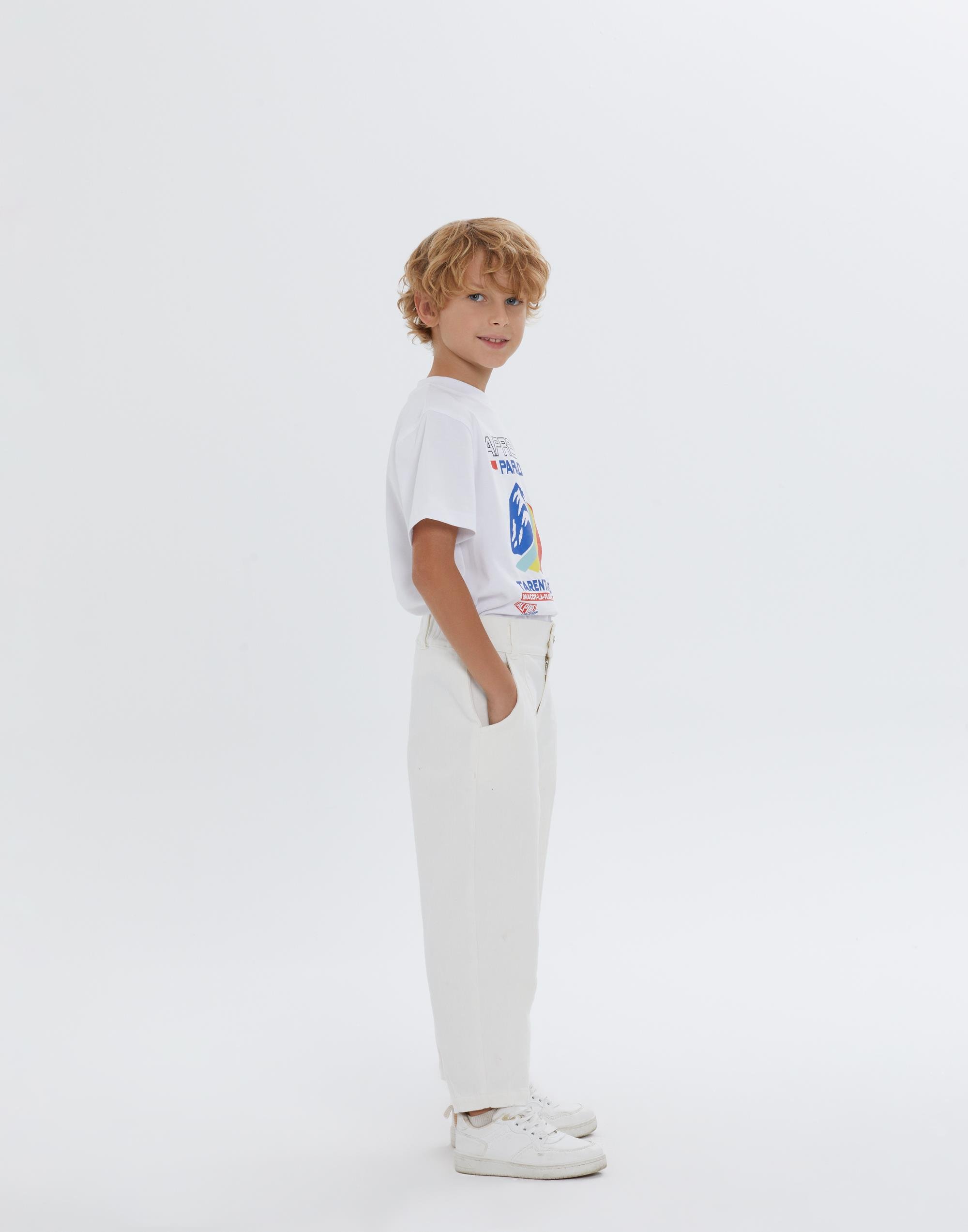 Yüksel Bel Önü Dikiş Detaylı Cepli Beyaz Erkek Çocuk Pantolon - junior, designer dresses, bachelorette, party dresses and graduation dresses.