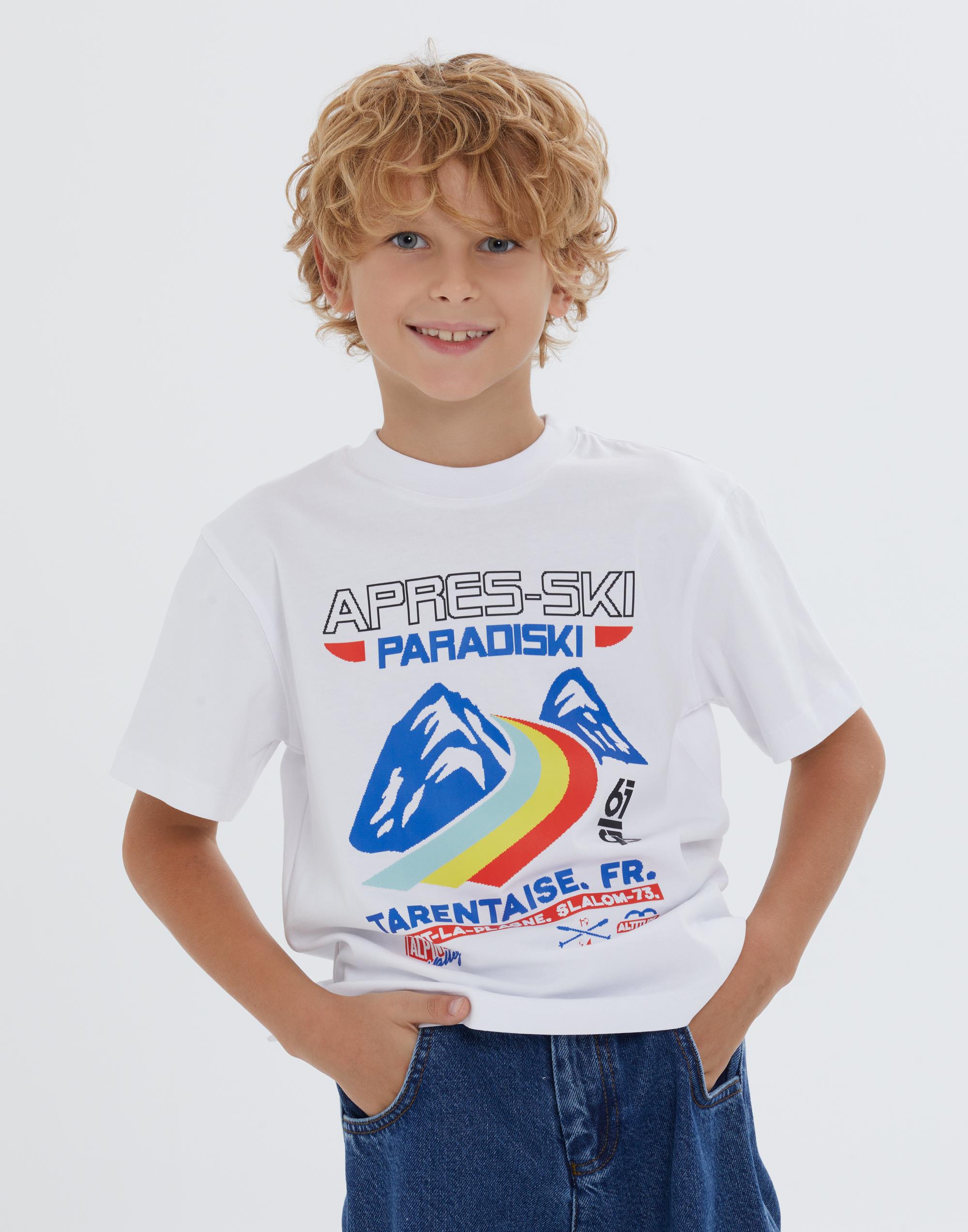 Yuvarlak Triko Yakalı Baskılı Beyaz Erkek Çocuk Tshirt - junior, designer dresses, bachelorette, party dresses and graduation dresses.