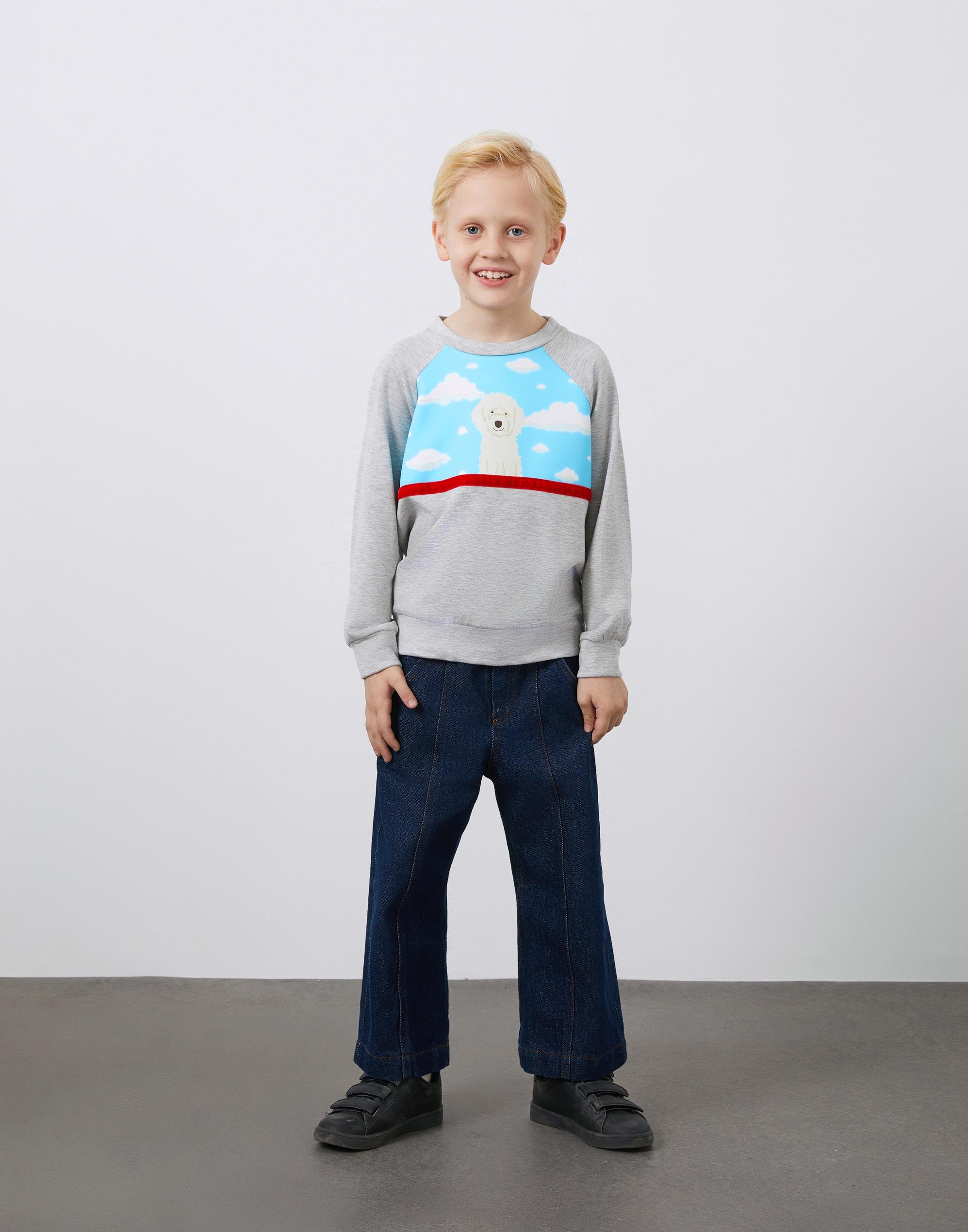 Yuvarlak Yaka Baskı Ve Şerit Detaylı Erkek Çocuk Sweatshirt - junior, designer dresses, bachelorette, party dresses and graduation dresses.