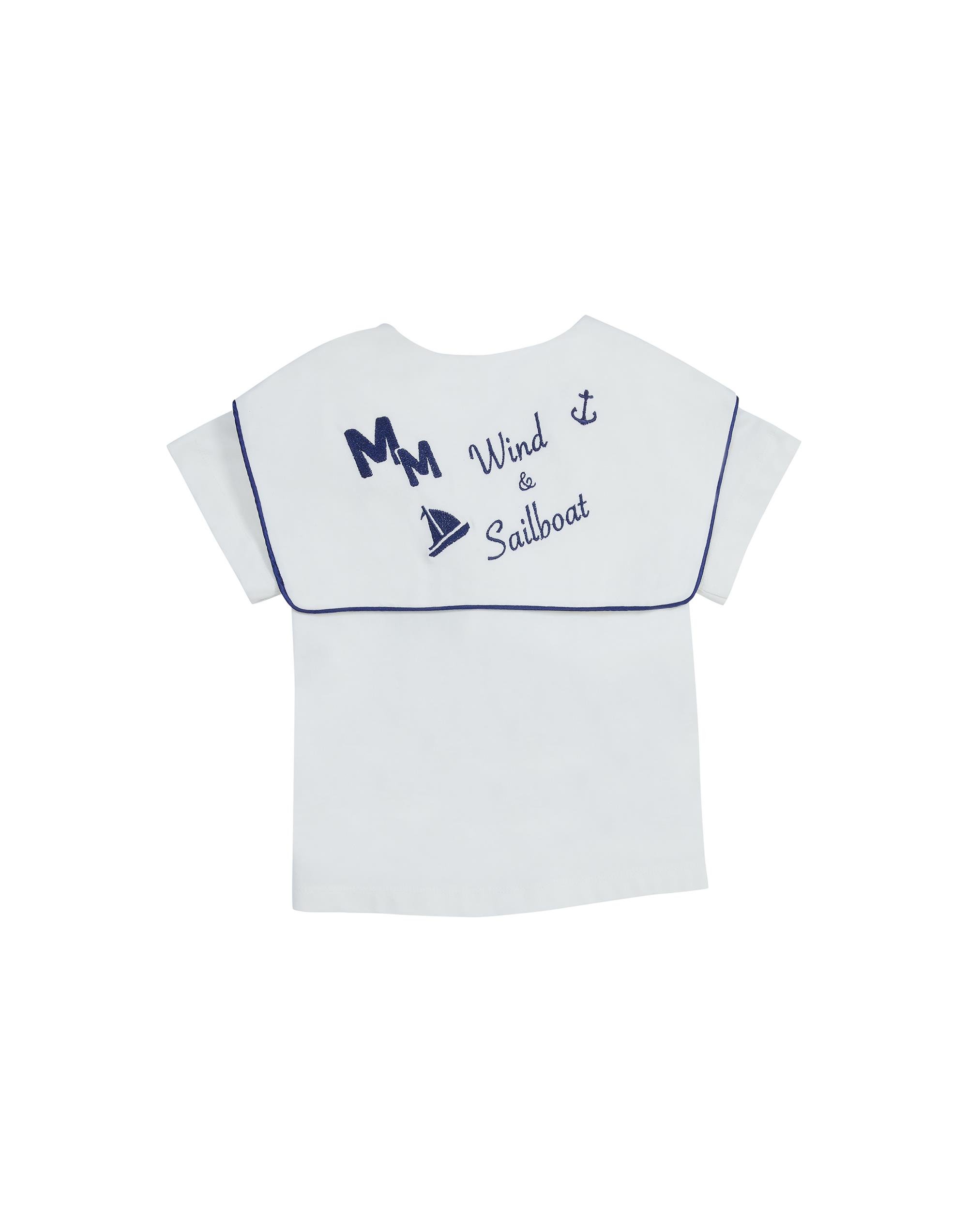 YUVARLAK YAKA DENİZCİ DİKİLİ YAKA AKSESUARI NAKIŞ DETAYLI T-SHIRT - junior, designer dresses, bachelorette, party dresses and graduation dresses.