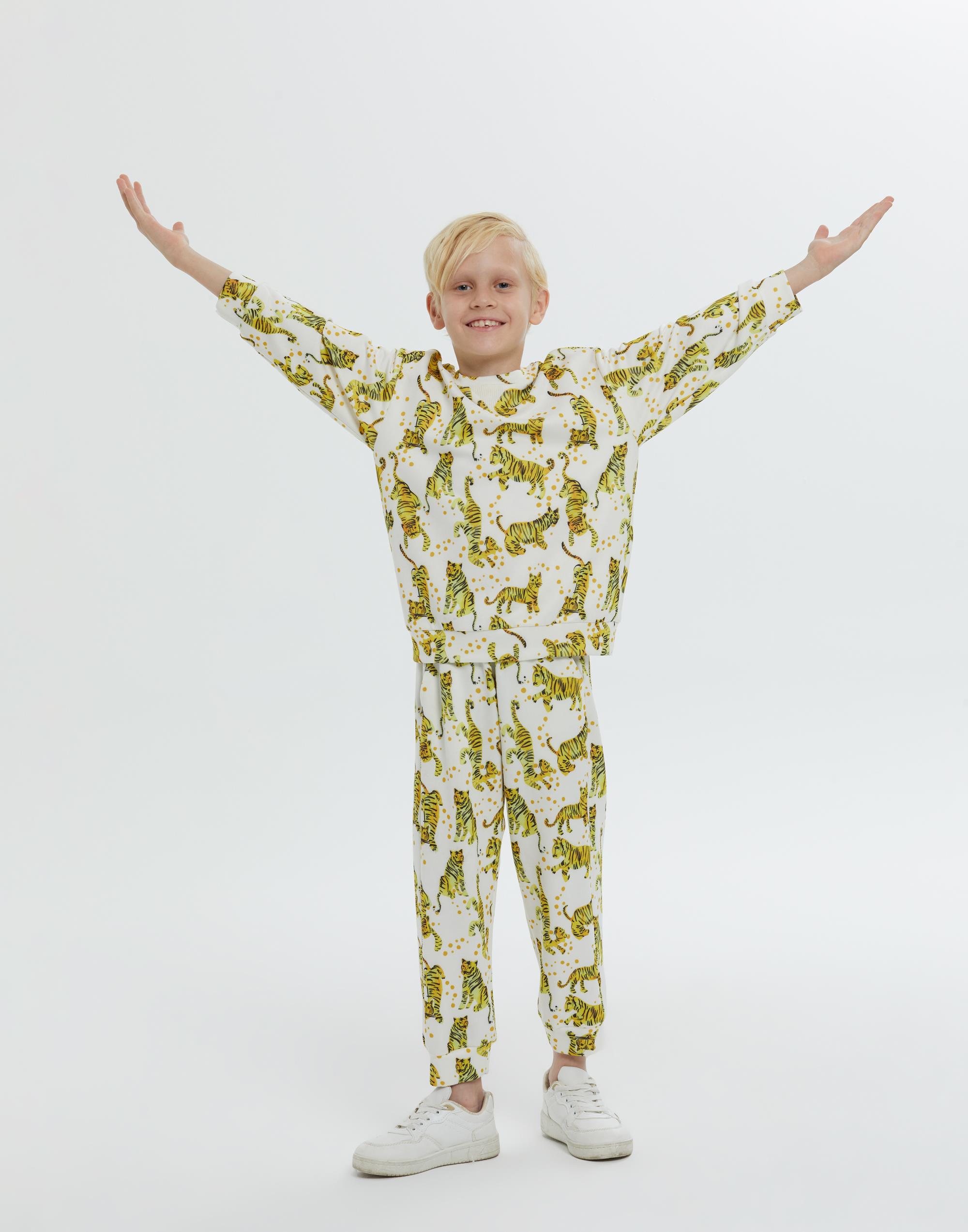 Yuvarlak Yaka Kaplan Ve Puantiye Desenli Erkek Çocuk Sweatshırt - junior, designer dresses, bachelorette, party dresses and graduation dresses.