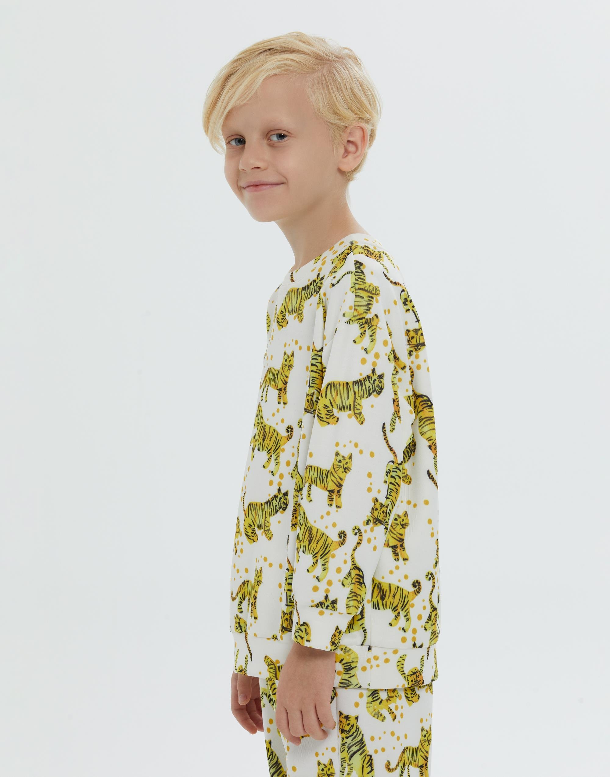 Yuvarlak Yaka Kaplan Ve Puantiye Desenli Erkek Çocuk Sweatshırt - junior, designer dresses, bachelorette, party dresses and graduation dresses.