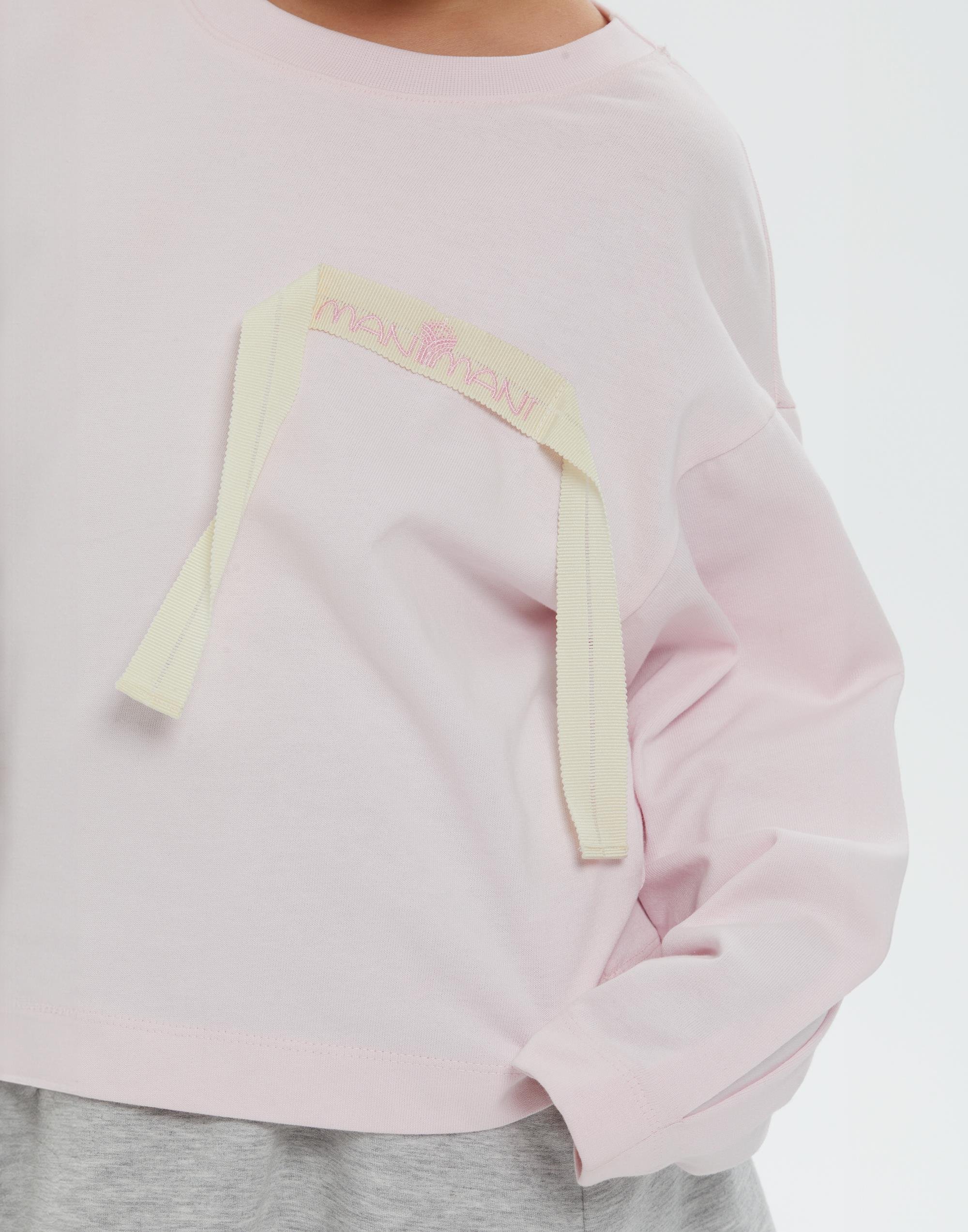 Yuvarlak Yakalı Aplike Nakışlı Pembe Kız Çocuk Bluzu - junior, designer dresses, bachelorette, party dresses and graduation dresses.