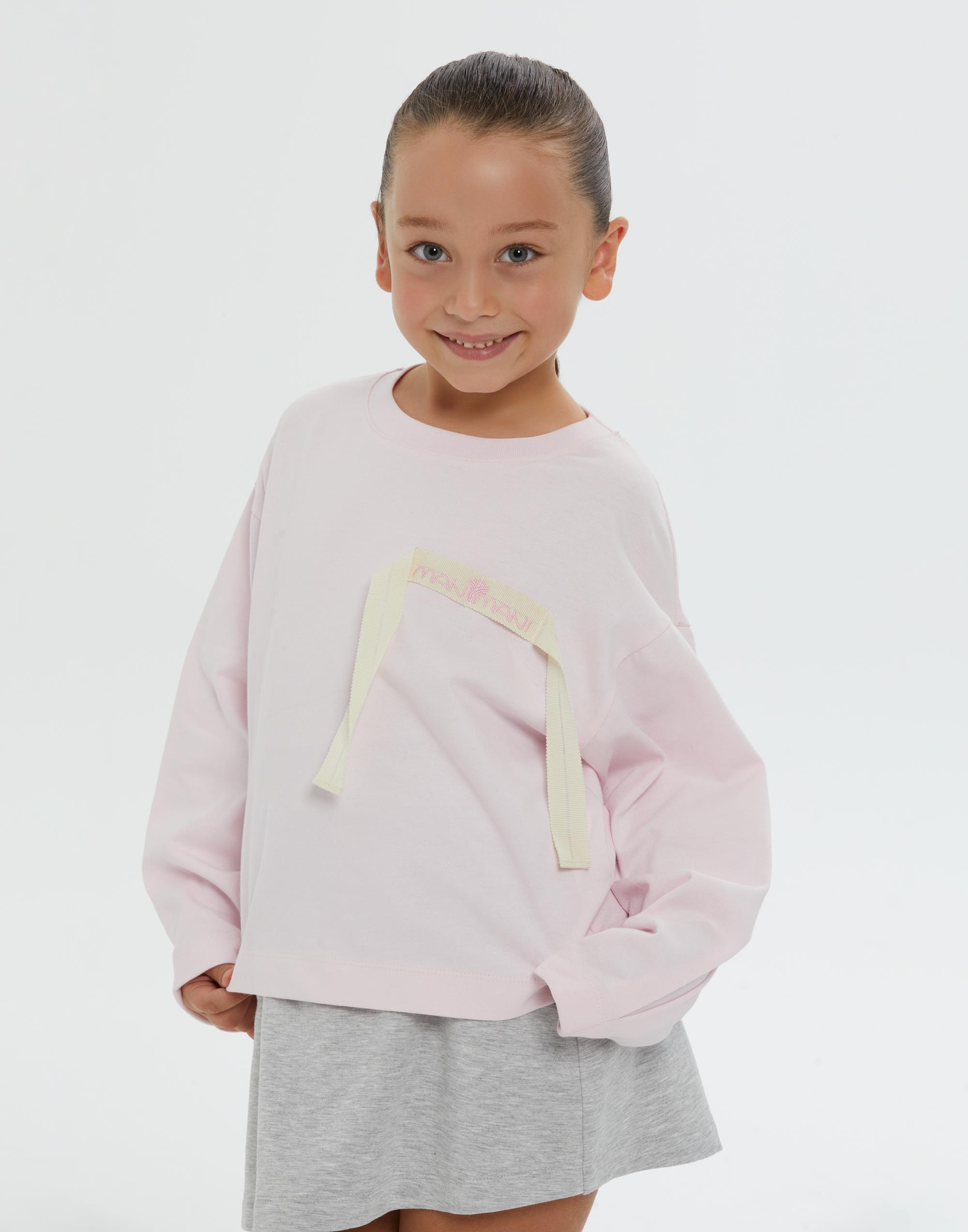 Yuvarlak Yakalı Aplike Nakışlı Pembe Kız Çocuk Bluzu - junior, designer dresses, bachelorette, party dresses and graduation dresses.