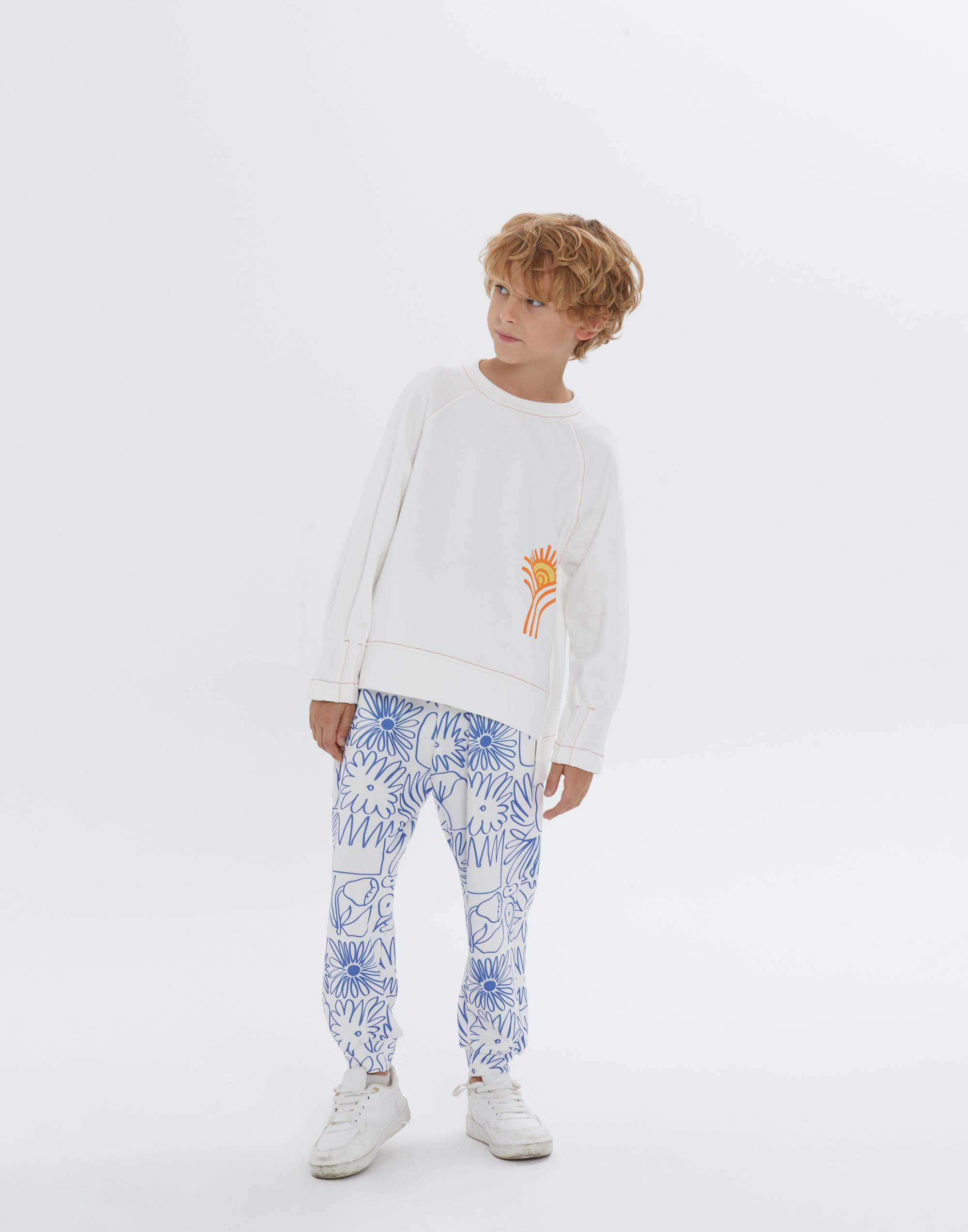 Yuvarlak Yakalı Baskı Detaylı Ekru Erkek Çocuk Bluz - junior, designer dresses, bachelorette, party dresses and graduation dresses.