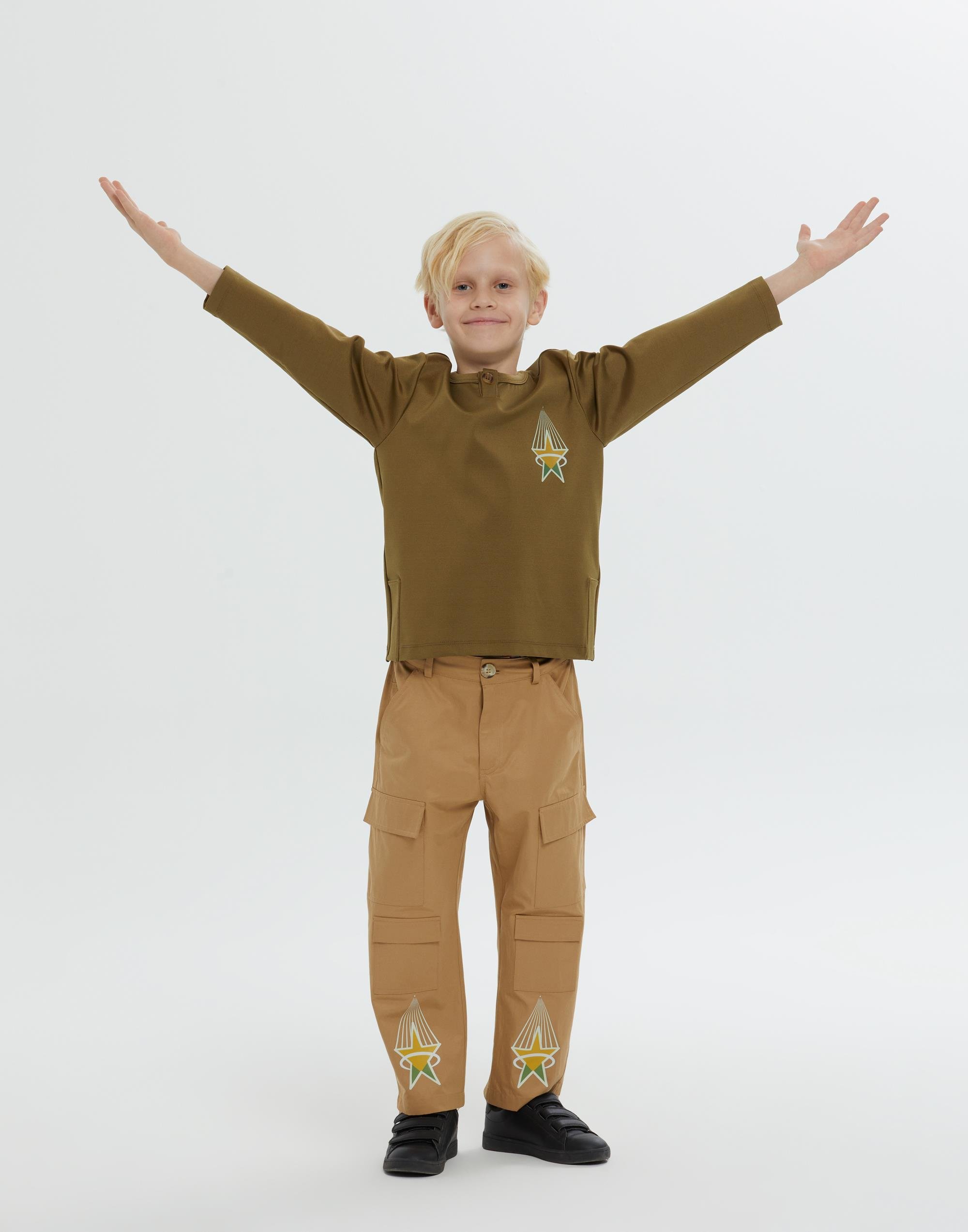 Yuvarlak Yakalı Baskı Detaylı Yeşil Erkek Çocuk Bluz - junior, designer dresses, bachelorette, party dresses and graduation dresses.