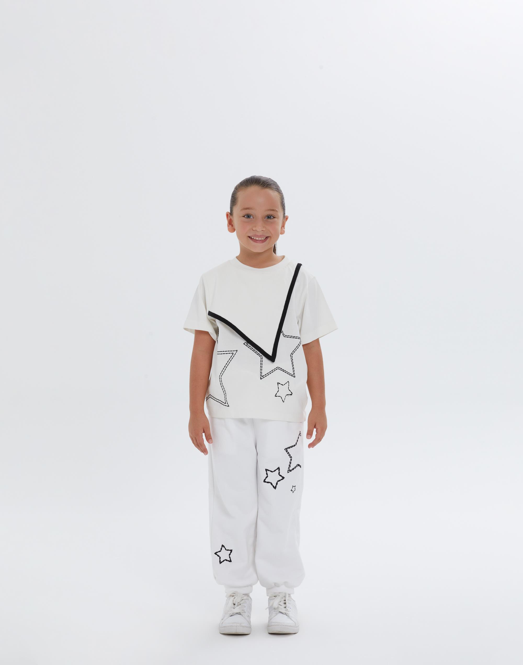 Yuvarlak Yakalı Ön Asimetrik Aller Parçalı Ekru Kız Çocuk TShırt - junior, designer dresses, bachelorette, party dresses and graduation dresses.