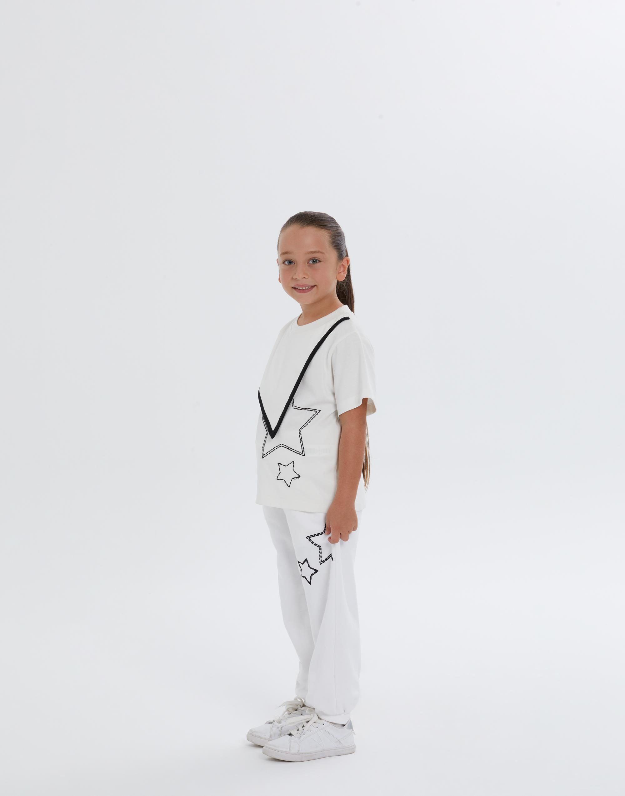 Yuvarlak Yakalı Ön Asimetrik Aller Parçalı Ekru Kız Çocuk TShırt - junior, designer dresses, bachelorette, party dresses and graduation dresses.