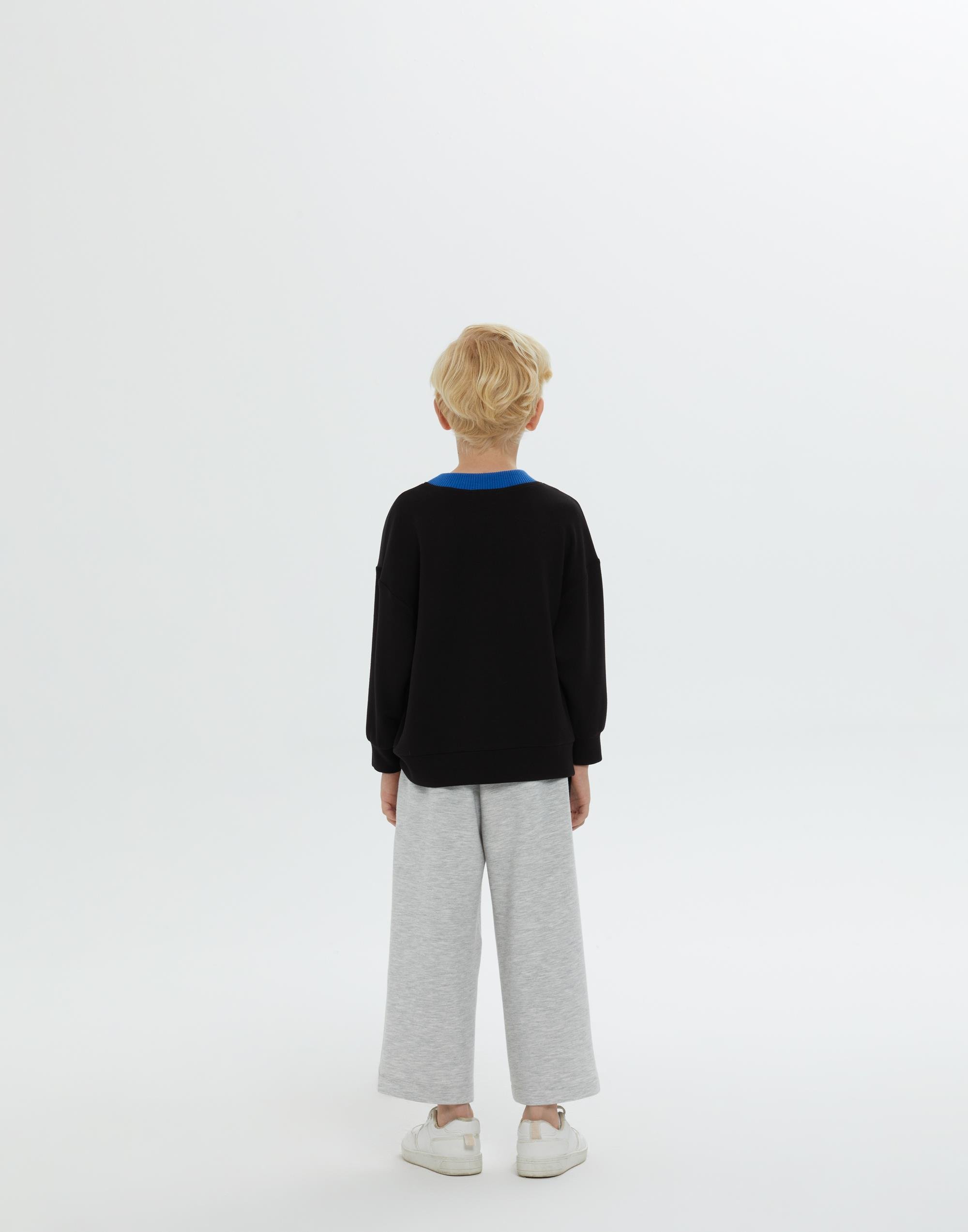 Yuvarlak Yakalı Uzun Kollu Siyah Erkek Çocuk Sweat - junior, designer dresses, bachelorette, party dresses and graduation dresses.