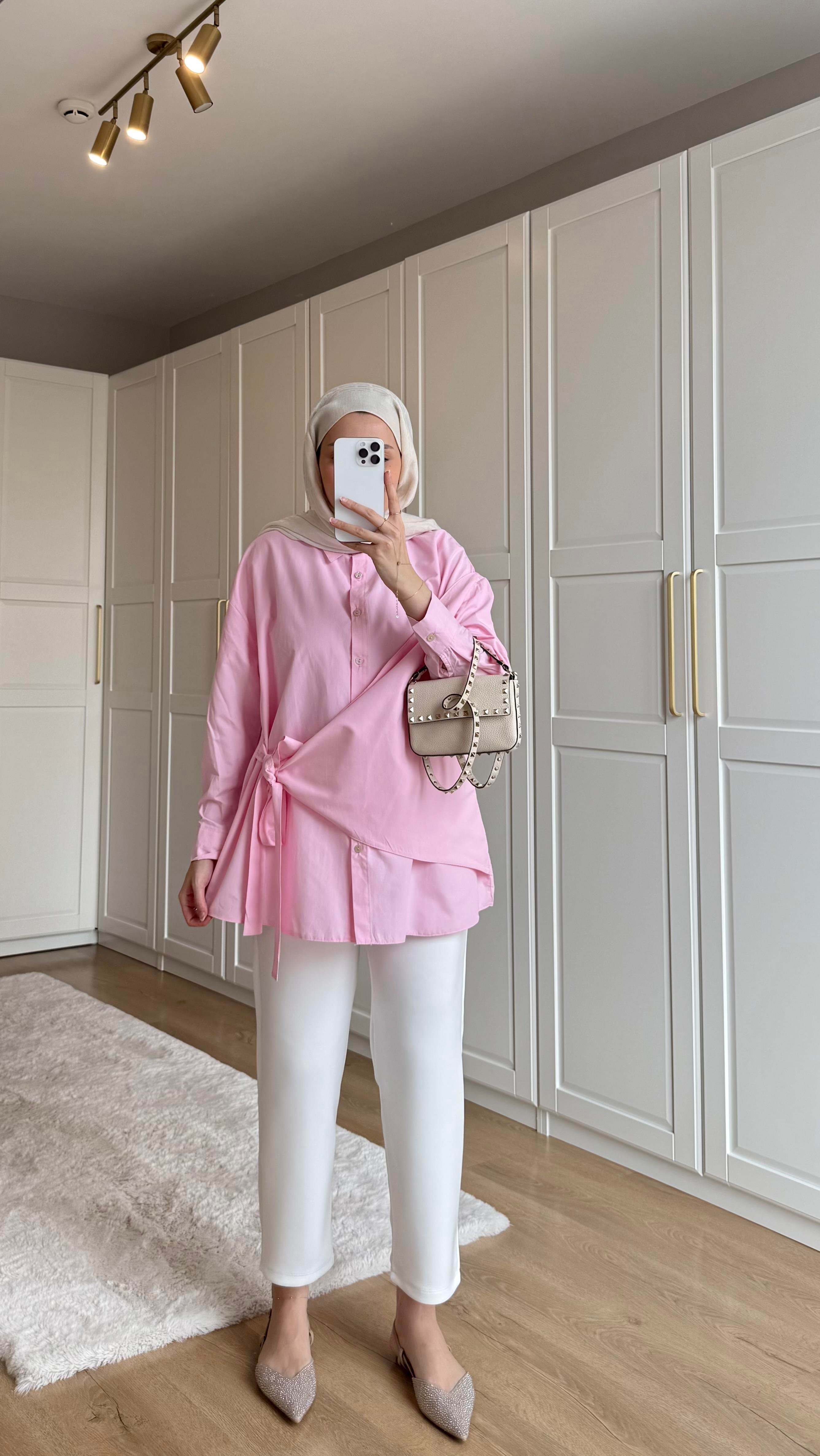 Bağlamalı Gömlek Pembe 