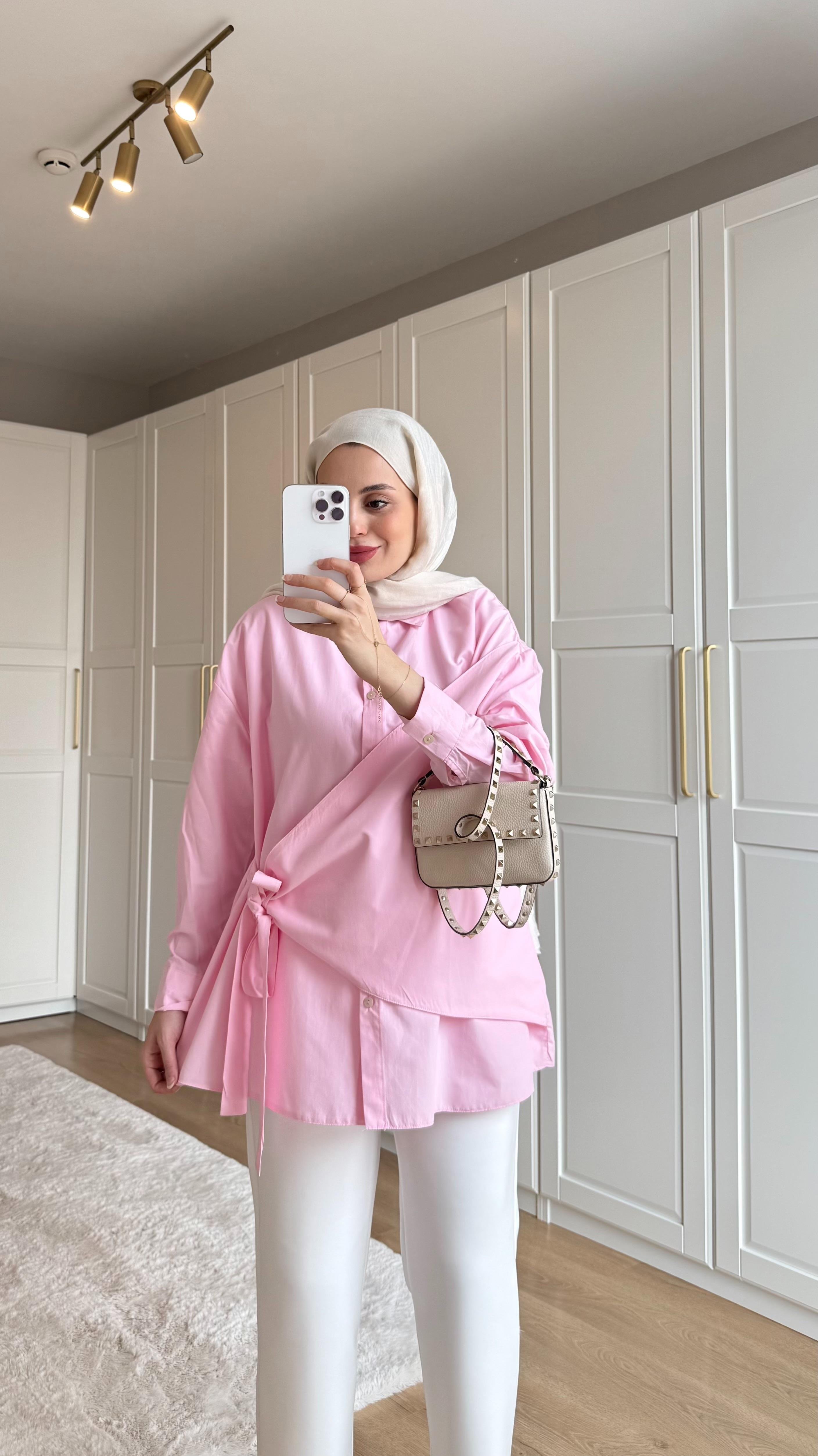 Bağlamalı Gömlek Pembe 