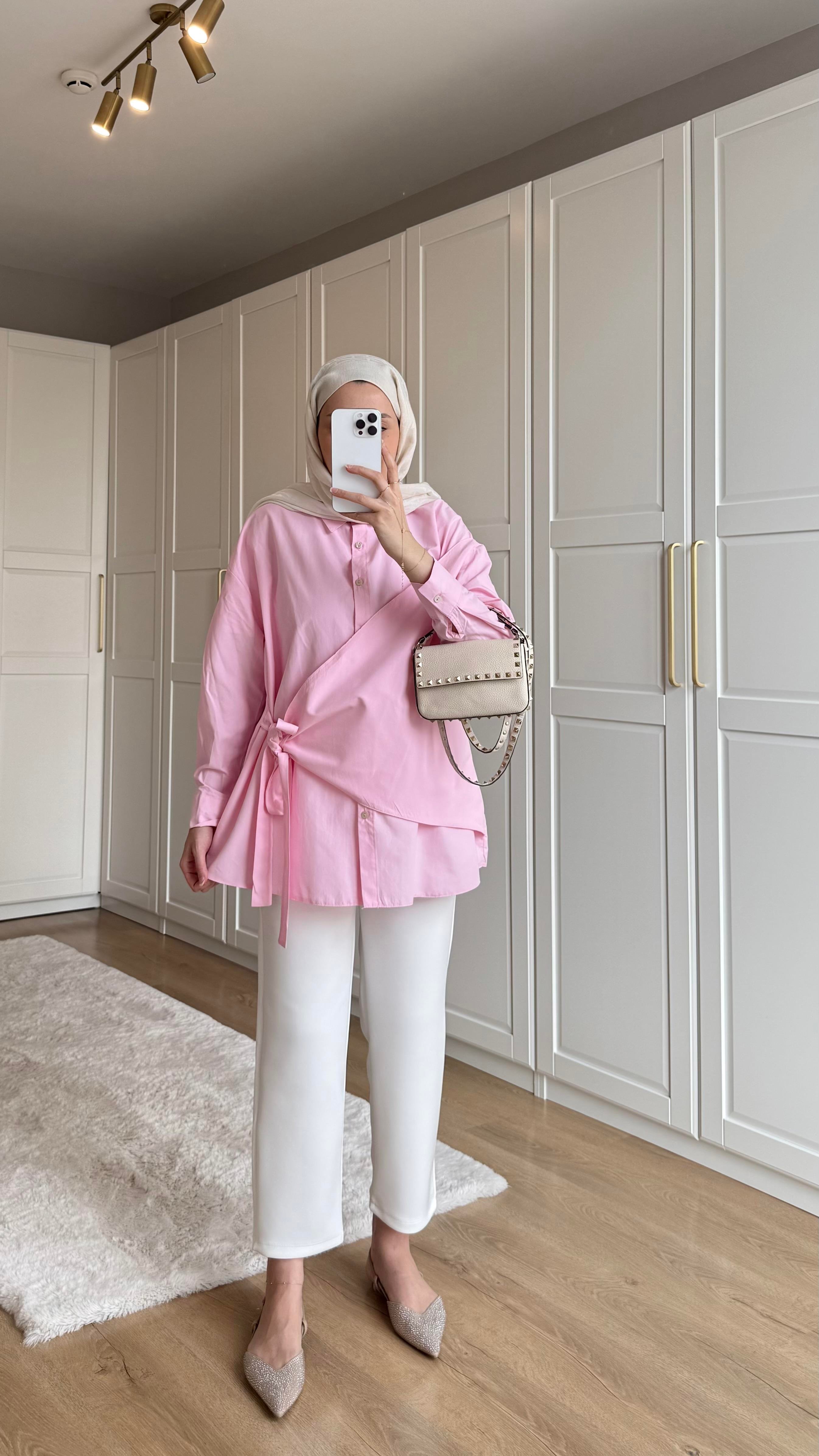 Bağlamalı Gömlek Pembe 