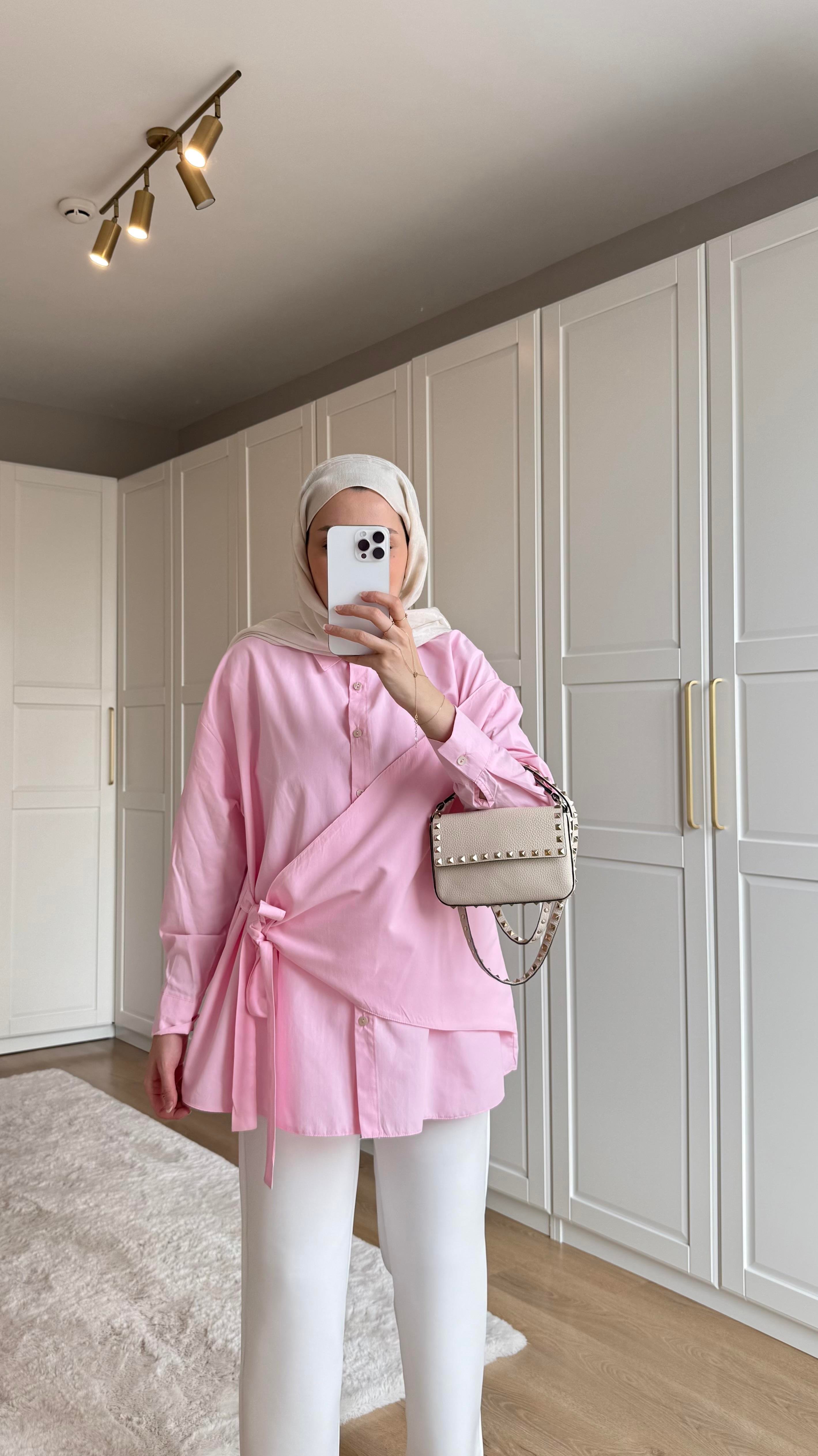 Bağlamalı Gömlek Pembe 