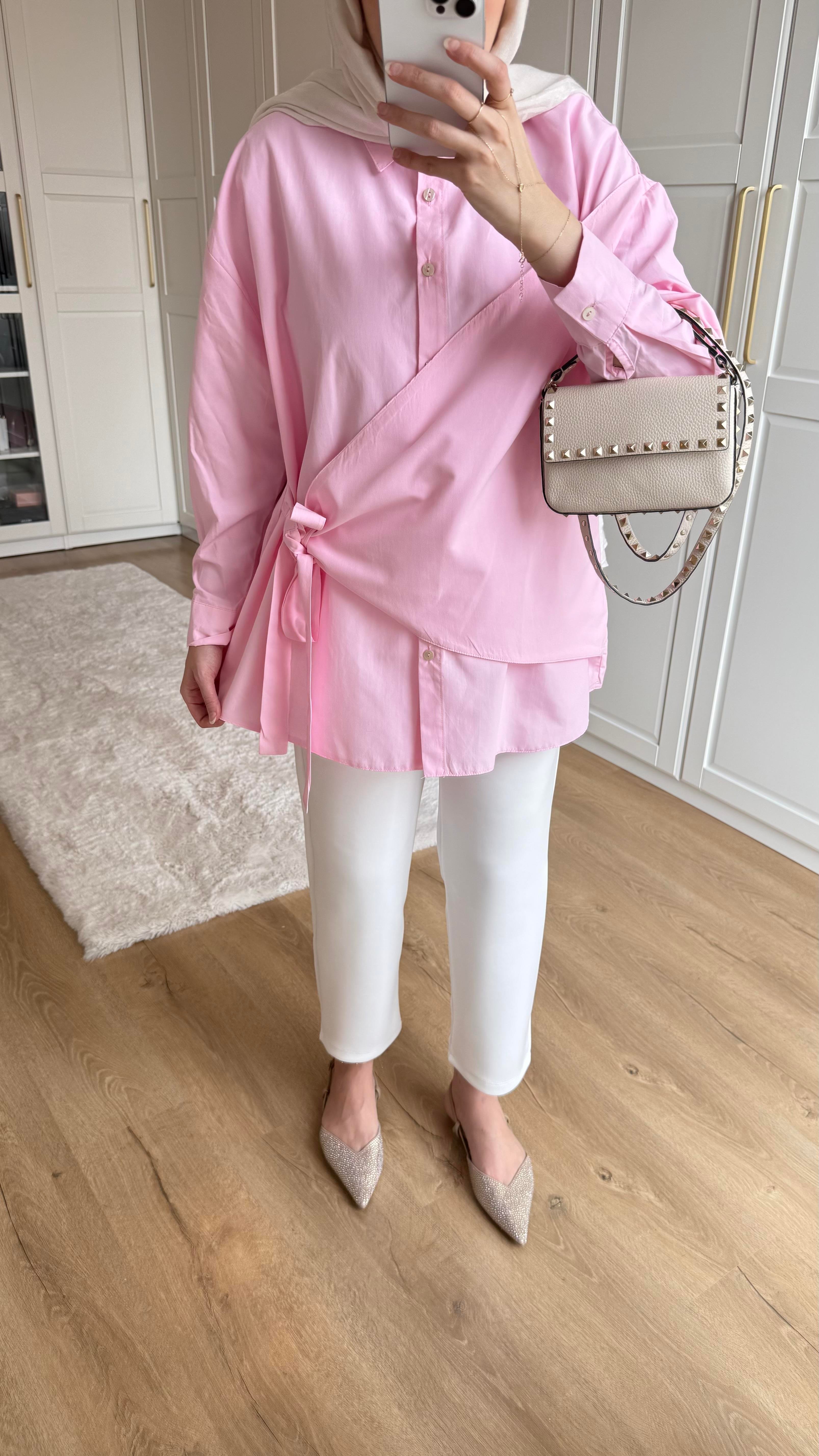 Bağlamalı Gömlek Pembe 