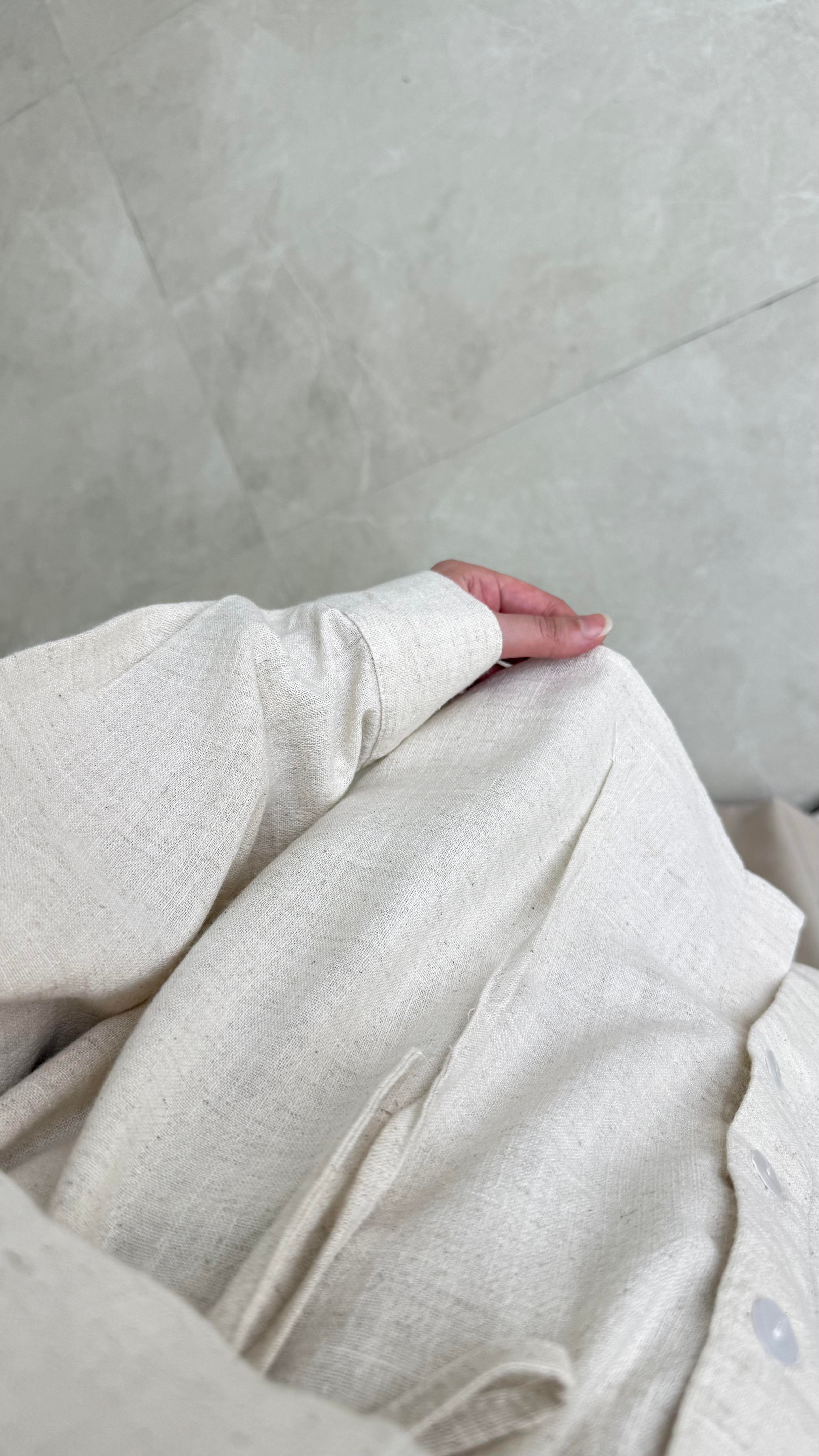 Basic Keten Gömlek Naturel