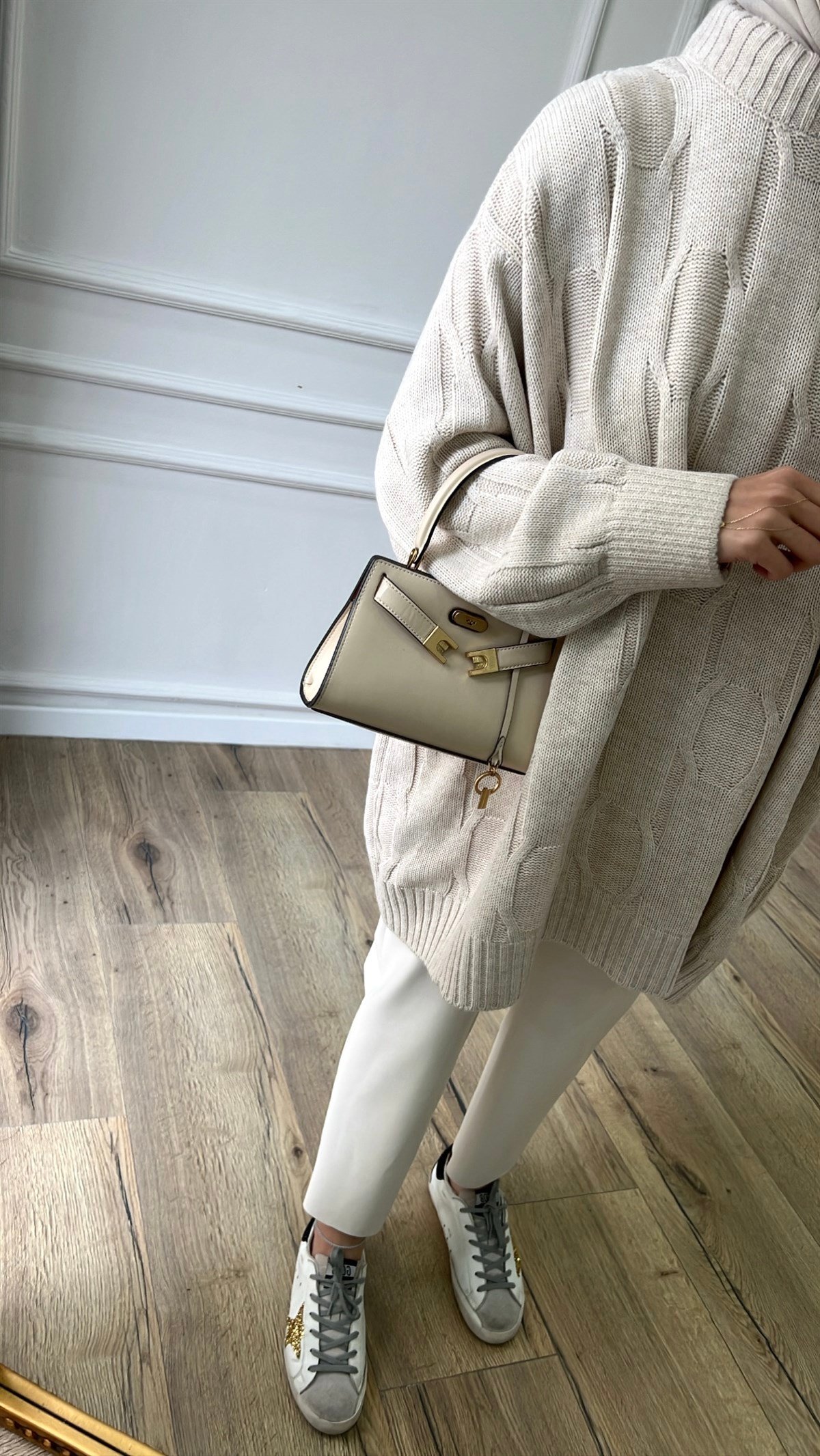 Bej - Oversize Triko